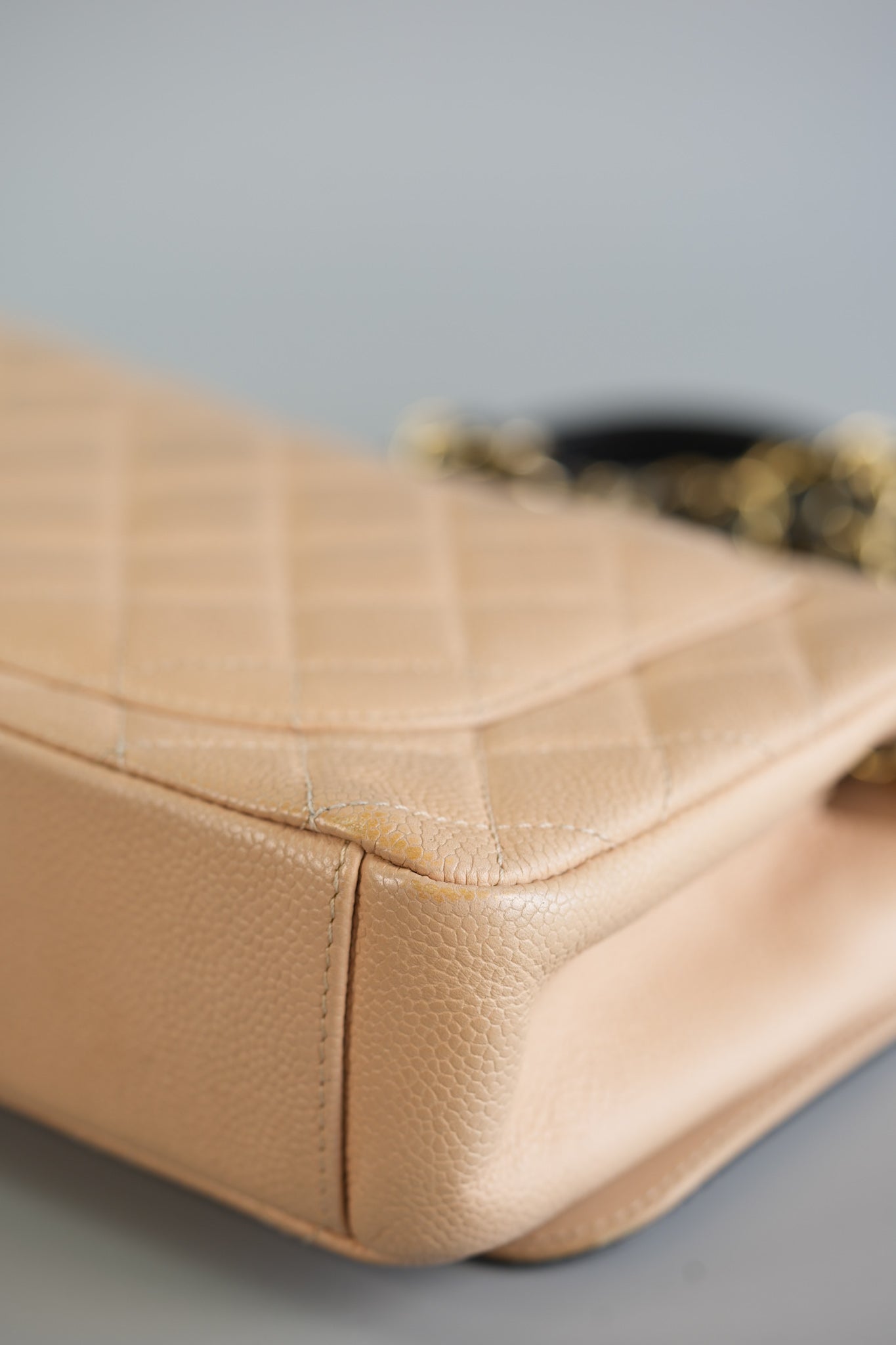 CC Filigree Flap in Light Beige Caviar and Gold Hardware Series 24 | Purse Maison Luxury Bags Shop