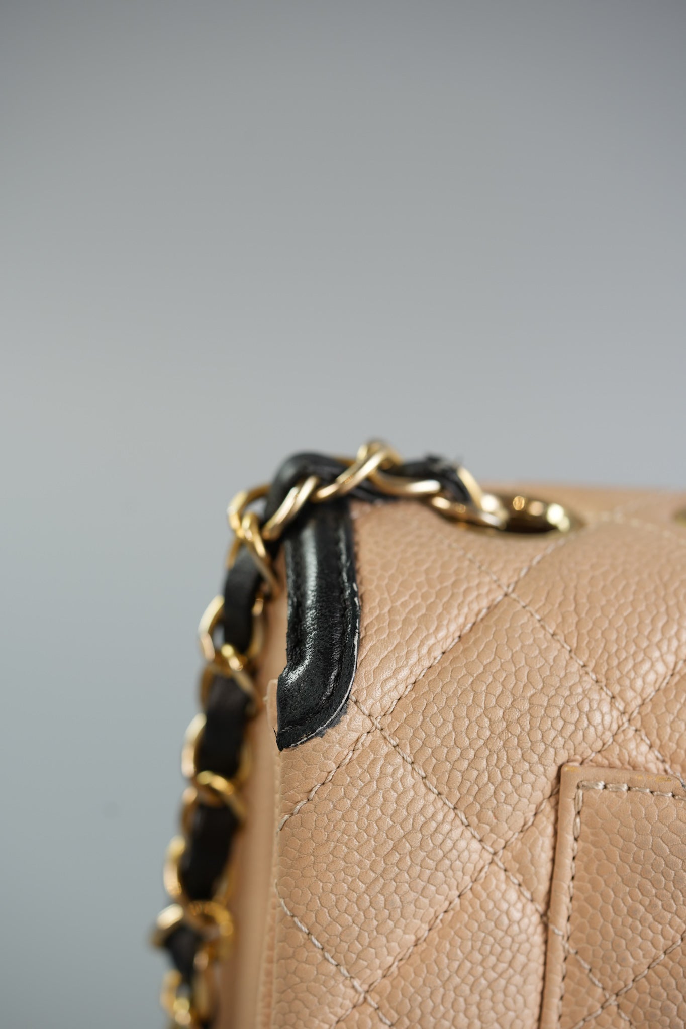 CC Filigree Flap in Light Beige Caviar and Gold Hardware Series 24 | Purse Maison Luxury Bags Shop