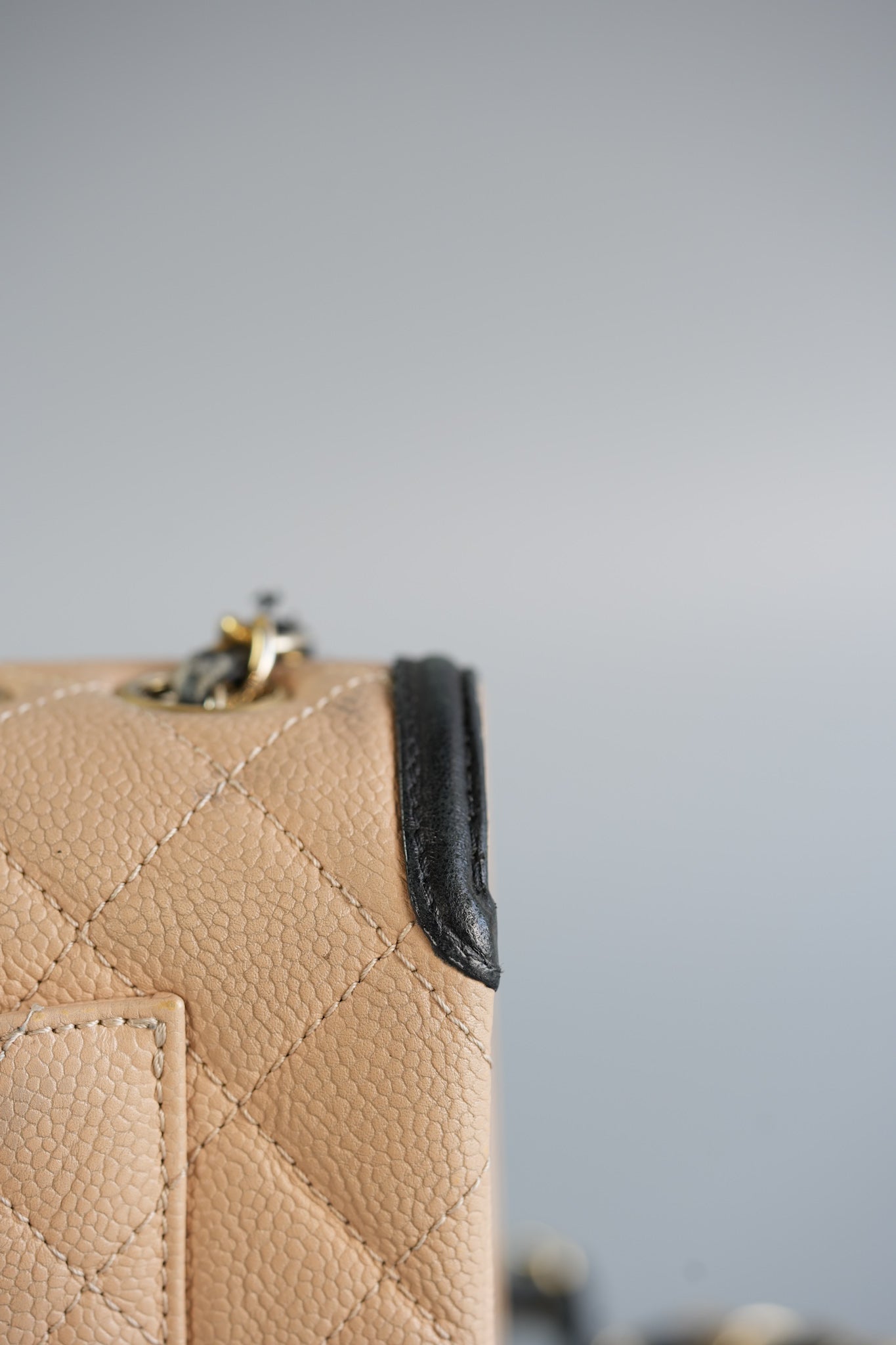 CC Filigree Flap in Light Beige Caviar and Gold Hardware Series 24 | Purse Maison Luxury Bags Shop