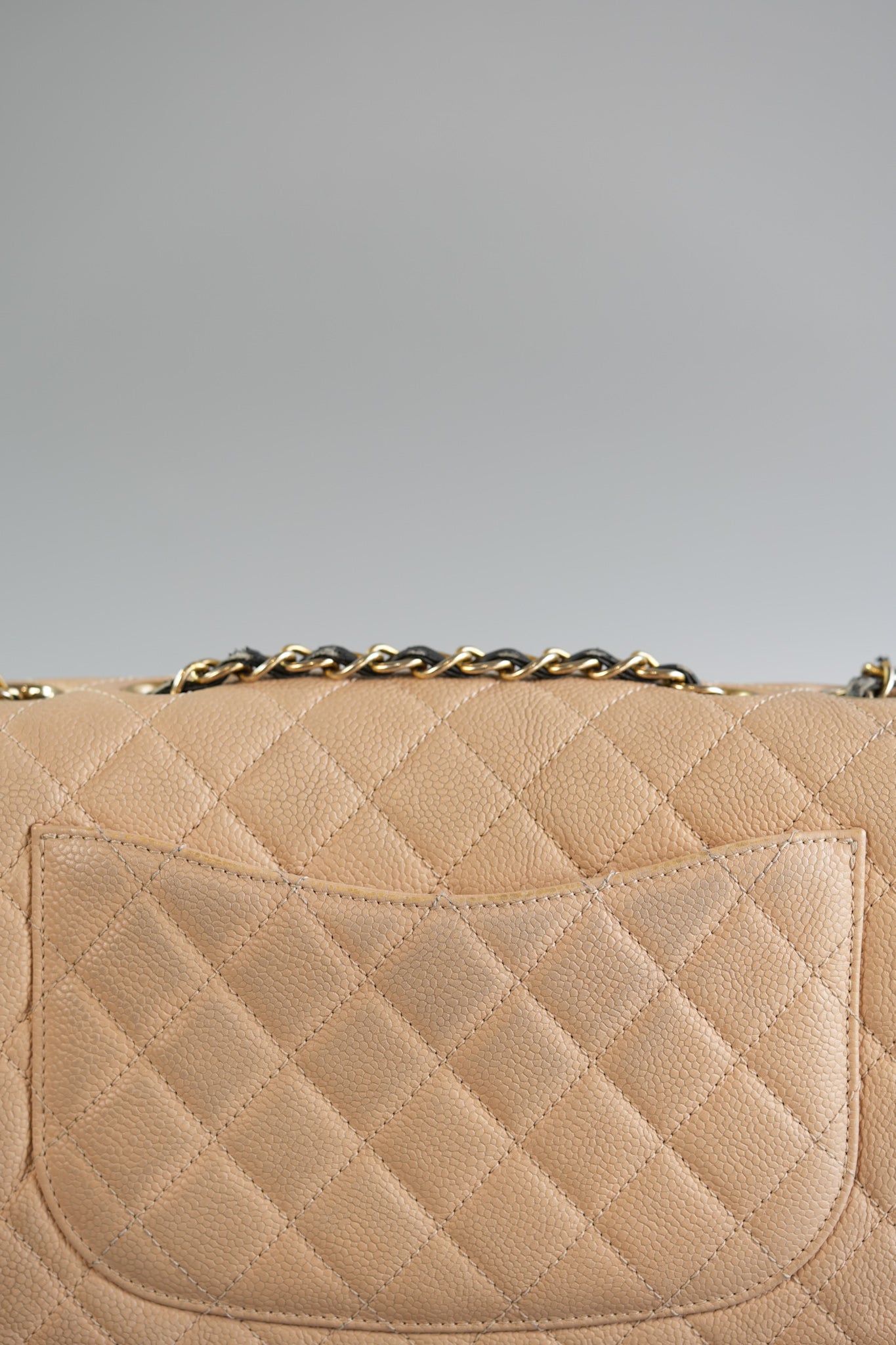 CC Filigree Flap in Light Beige Caviar and Gold Hardware Series 24 | Purse Maison Luxury Bags Shop