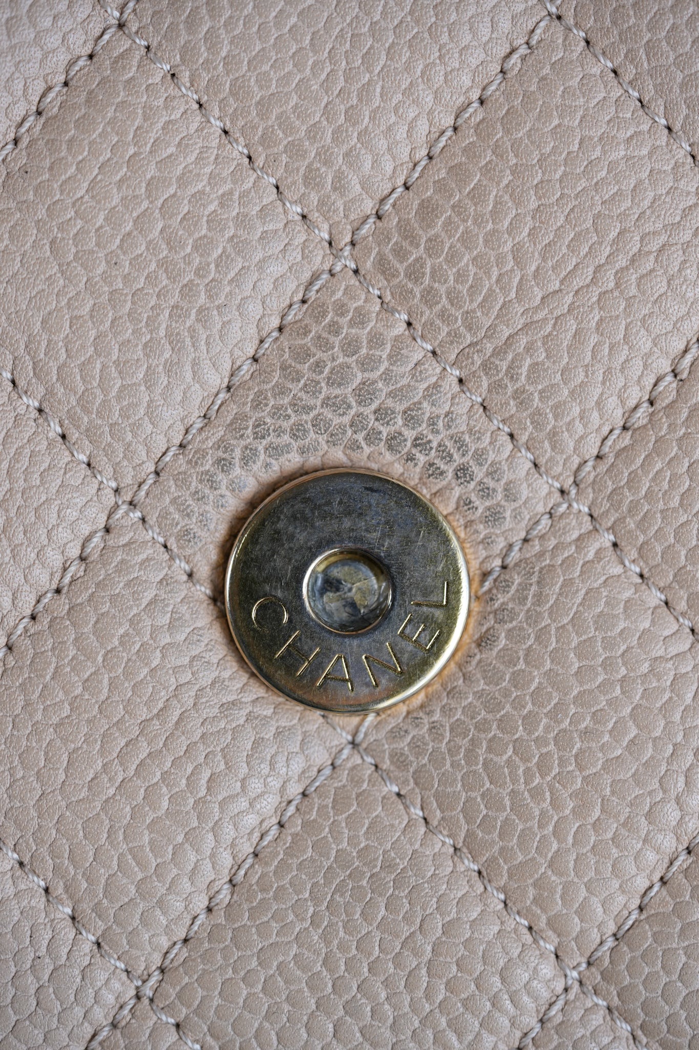 CC Filigree Flap in Light Beige Caviar and Gold Hardware Series 24 | Purse Maison Luxury Bags Shop