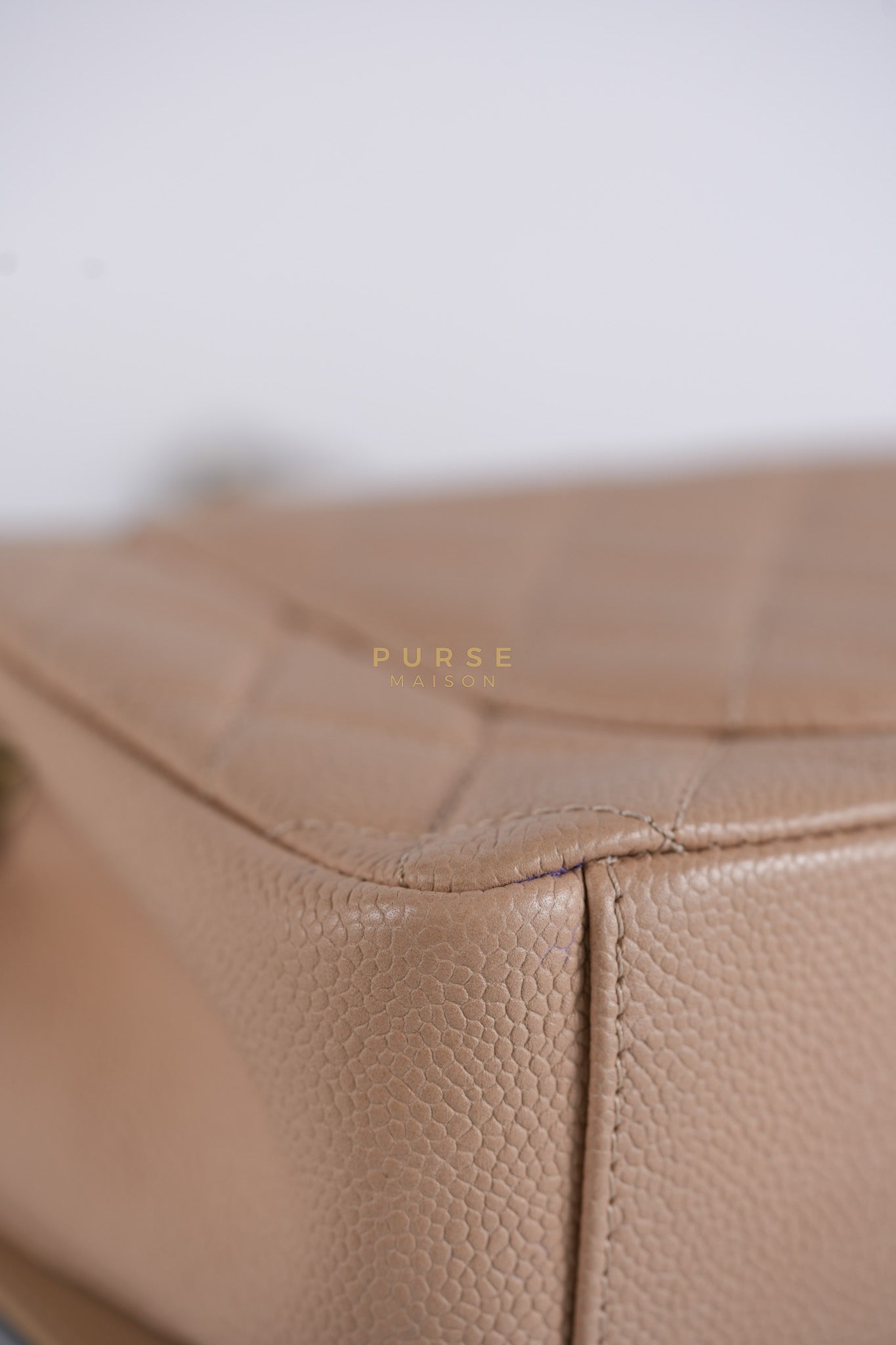 CC Filigree Flap Medium in Beige Caviar Leather Aged Gold Hardware (Series 24) | Purse Maison Luxury Bags Shop