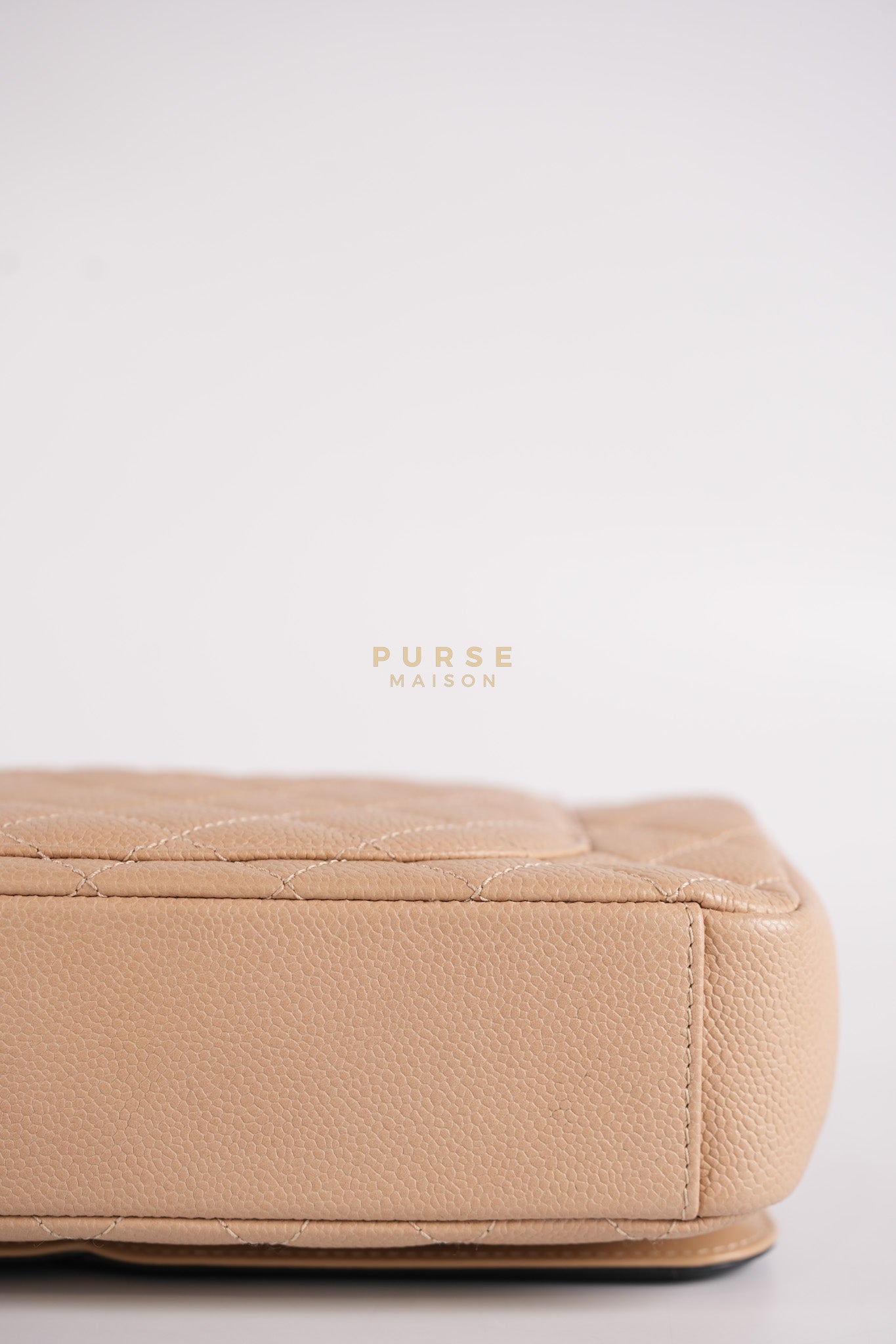 CC Filigree Flap Medium in Beige Caviar Leather Aged Gold Hardware (Series 24) | Purse Maison Luxury Bags Shop