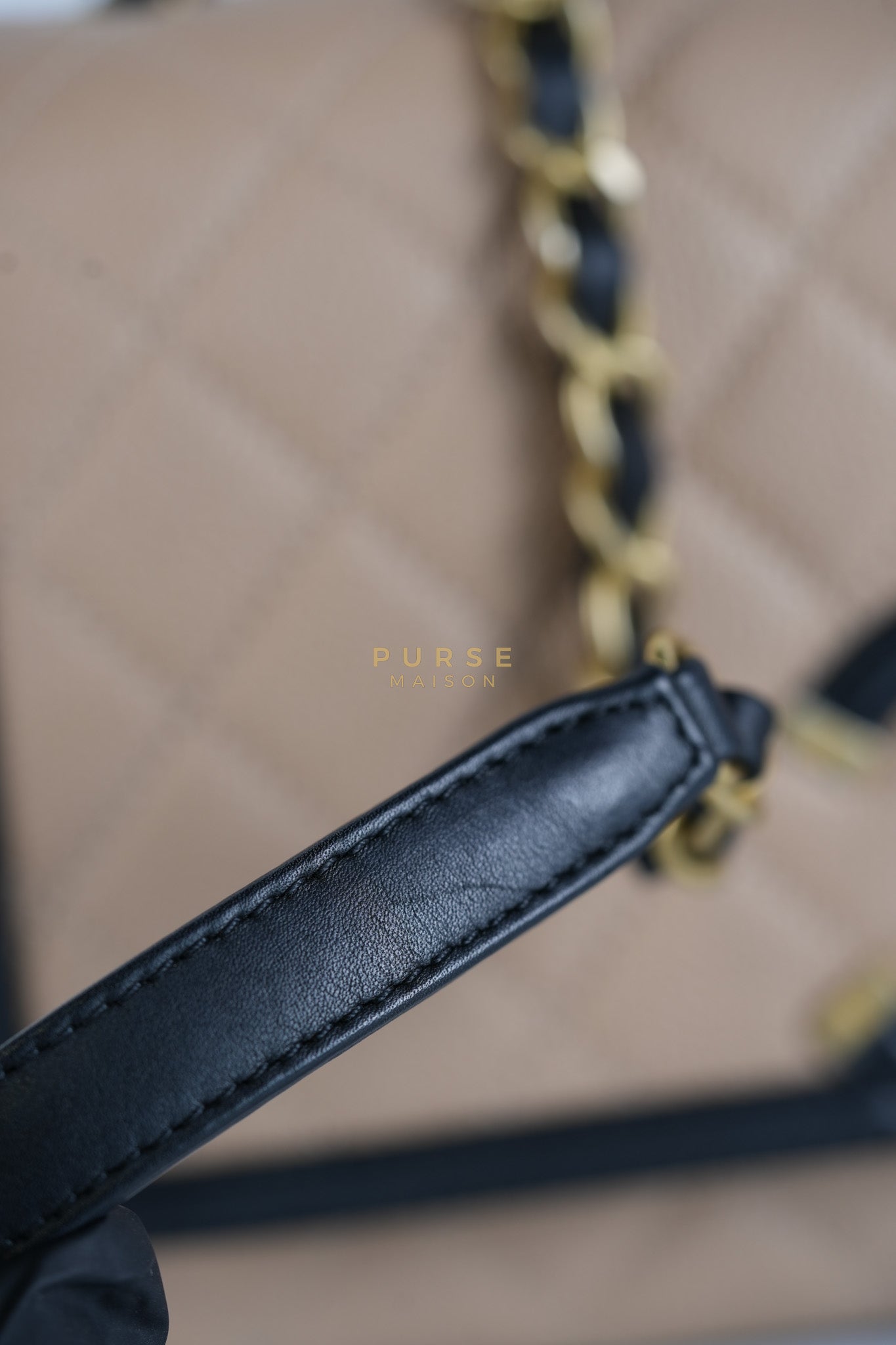 CC Filigree Flap Medium in Beige Caviar Leather Aged Gold Hardware (Series 24) | Purse Maison Luxury Bags Shop