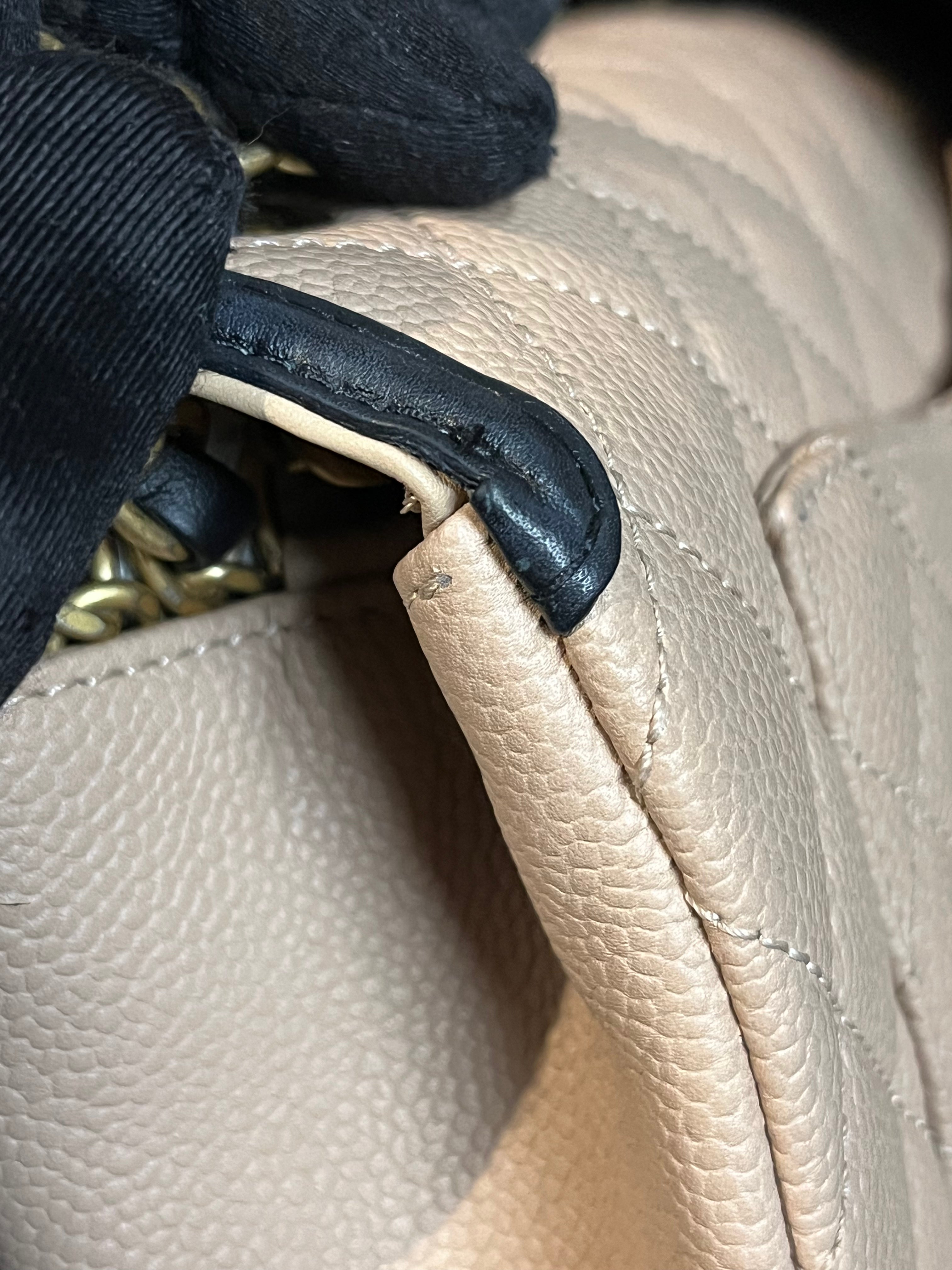 CC Filigree Flap Medium in Beige Caviar Leather Aged Gold Hardware (Series 24) | Purse Maison Luxury Bags Shop