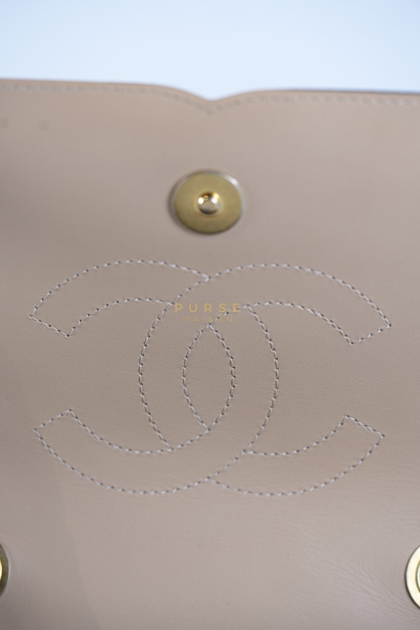 CC Filigree Flap Medium in Beige Caviar Leather Aged Gold Hardware (Series 24) | Purse Maison Luxury Bags Shop