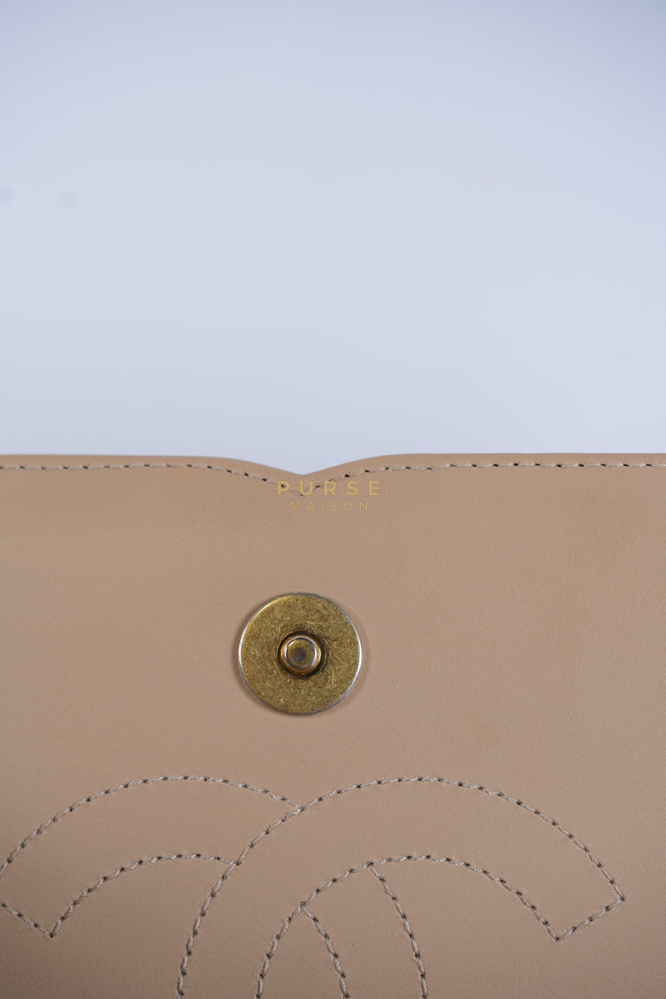 CC Filigree Flap Medium in Beige Caviar Leather Aged Gold Hardware (Series 24) | Purse Maison Luxury Bags Shop