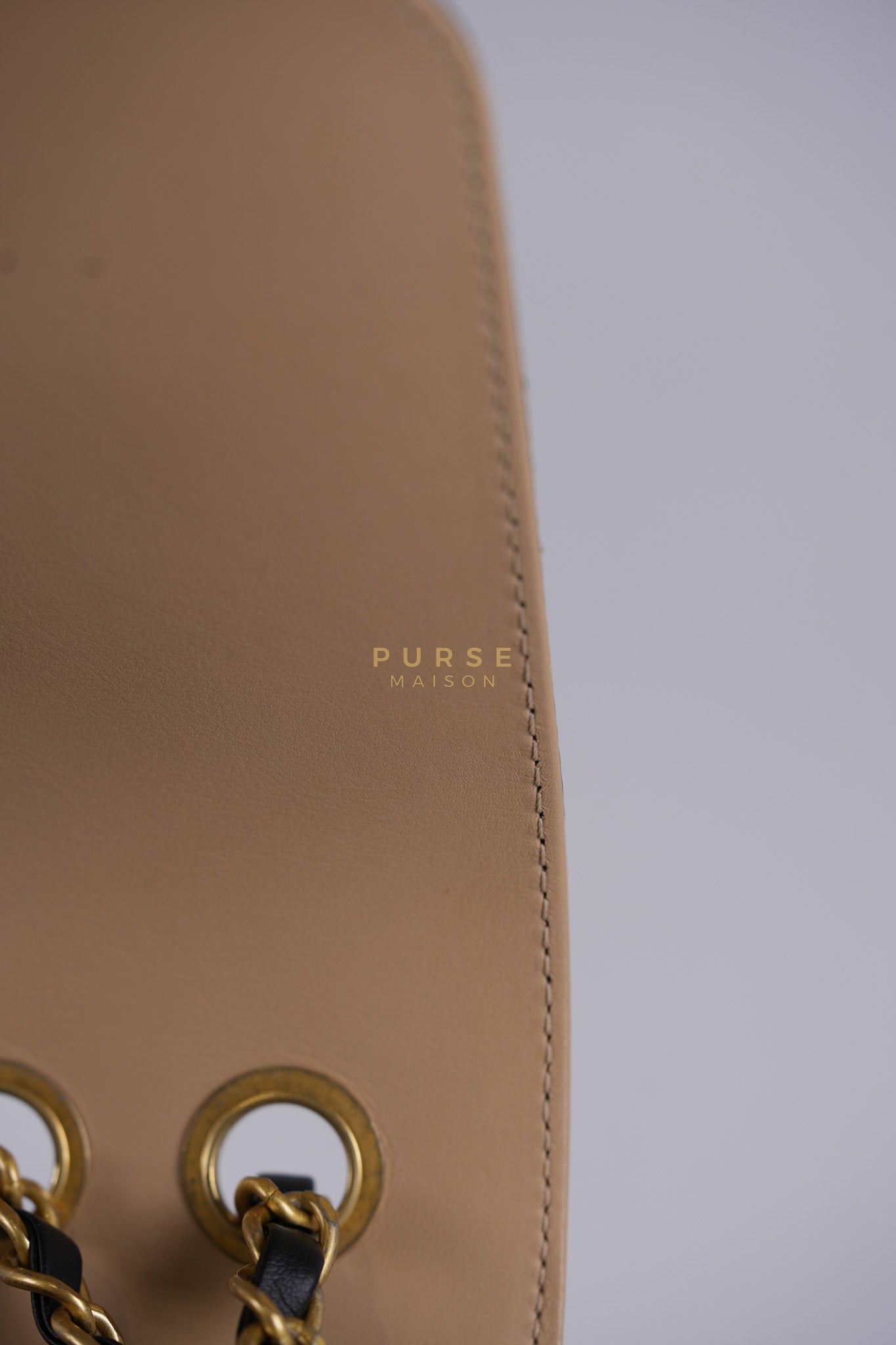 CC Filigree Flap Medium in Beige Caviar Leather Aged Gold Hardware (Series 24) | Purse Maison Luxury Bags Shop