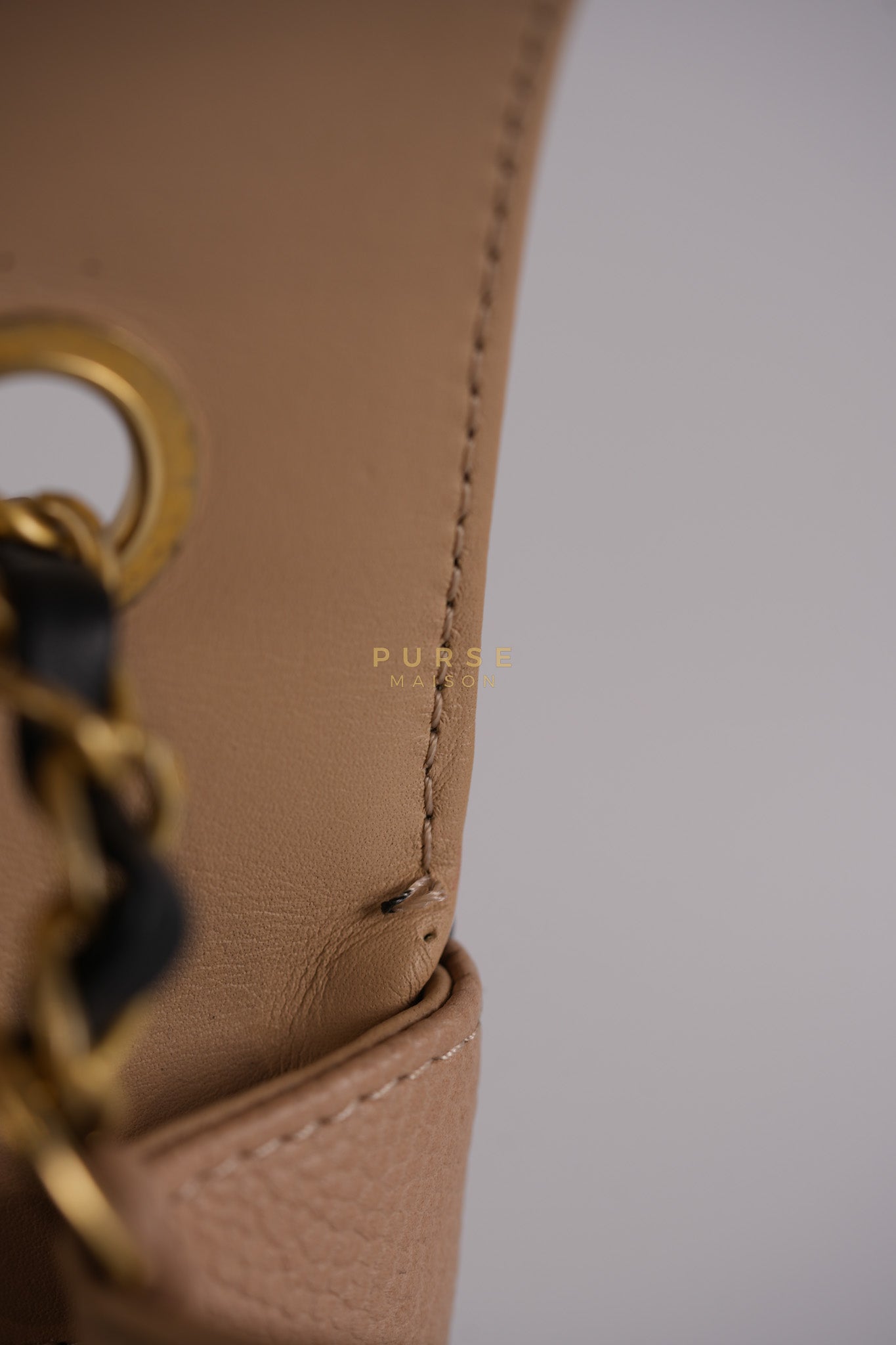 CC Filigree Flap Medium in Beige Caviar Leather Aged Gold Hardware (Series 24) | Purse Maison Luxury Bags Shop