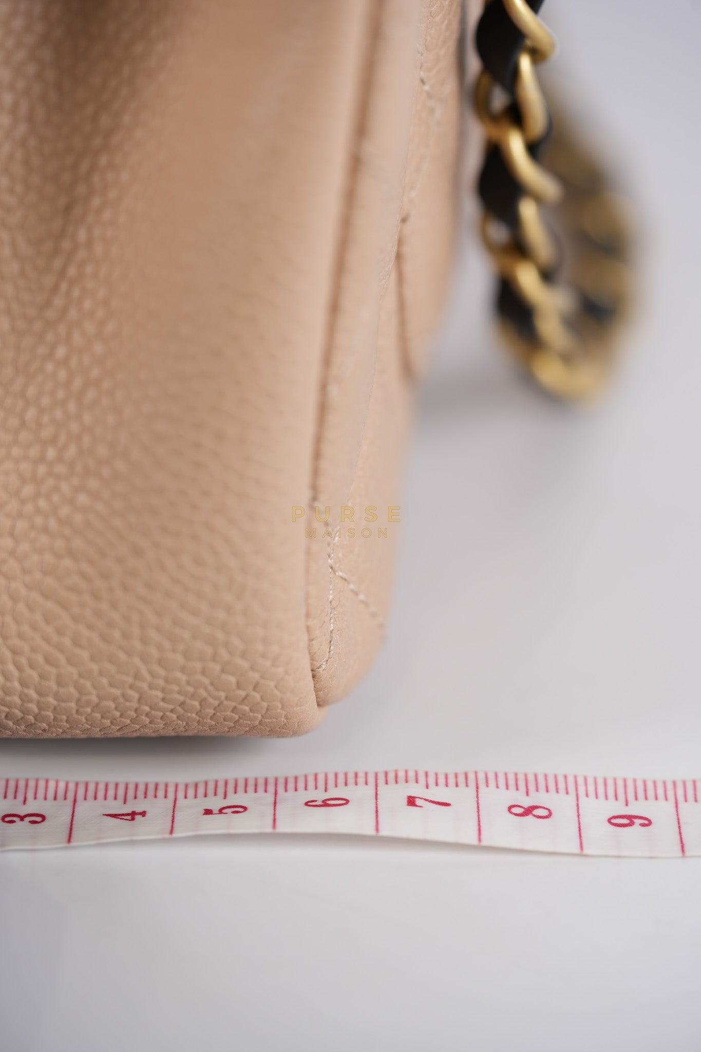 CC Filigree Flap Medium in Beige Caviar Leather Aged Gold Hardware (Series 24) | Purse Maison Luxury Bags Shop
