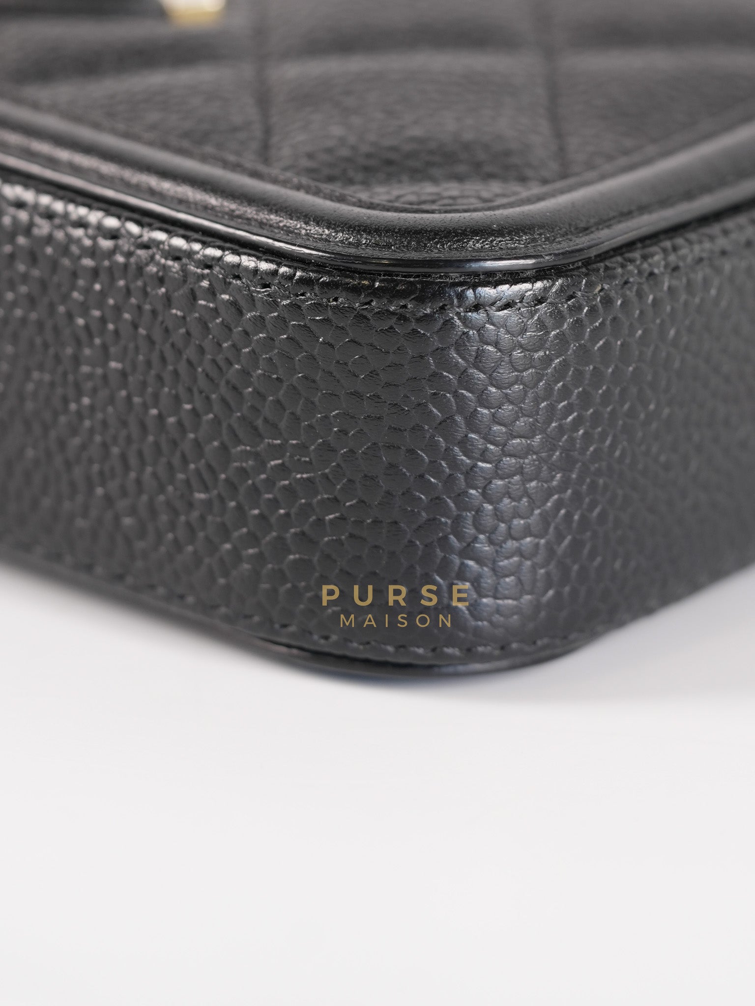 CC Filigree Mini Wallet Bag in Black Quilted Caviar Leather (Series 27) | Purse Maison Luxury Bags Shop