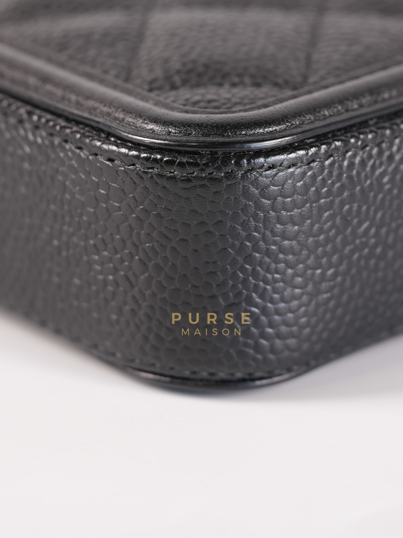 CC Filigree Mini Wallet Bag in Black Quilted Caviar Leather (Series 27) | Purse Maison Luxury Bags Shop