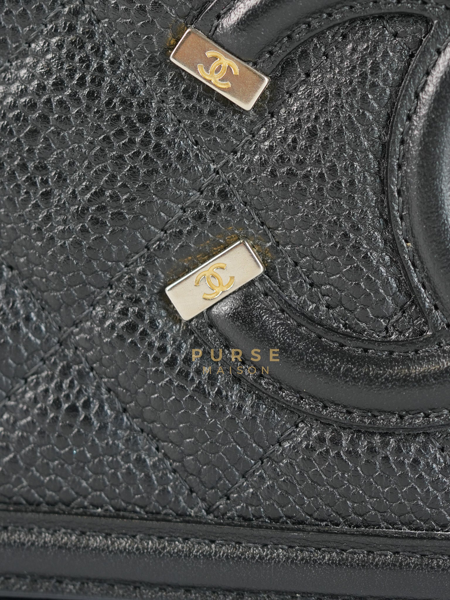 CC Filigree Mini Wallet Bag in Black Quilted Caviar Leather (Series 27) | Purse Maison Luxury Bags Shop