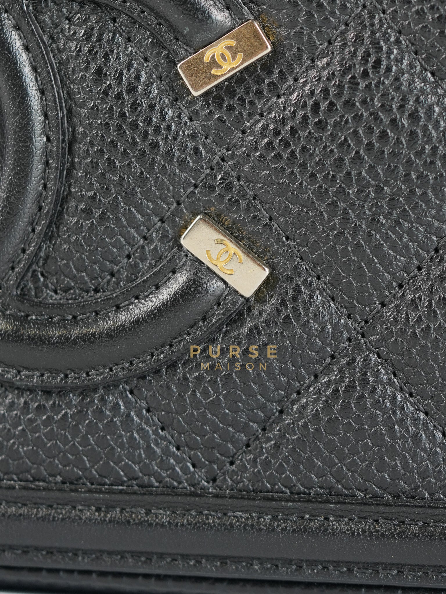 CC Filigree Mini Wallet Bag in Black Quilted Caviar Leather (Series 27) | Purse Maison Luxury Bags Shop