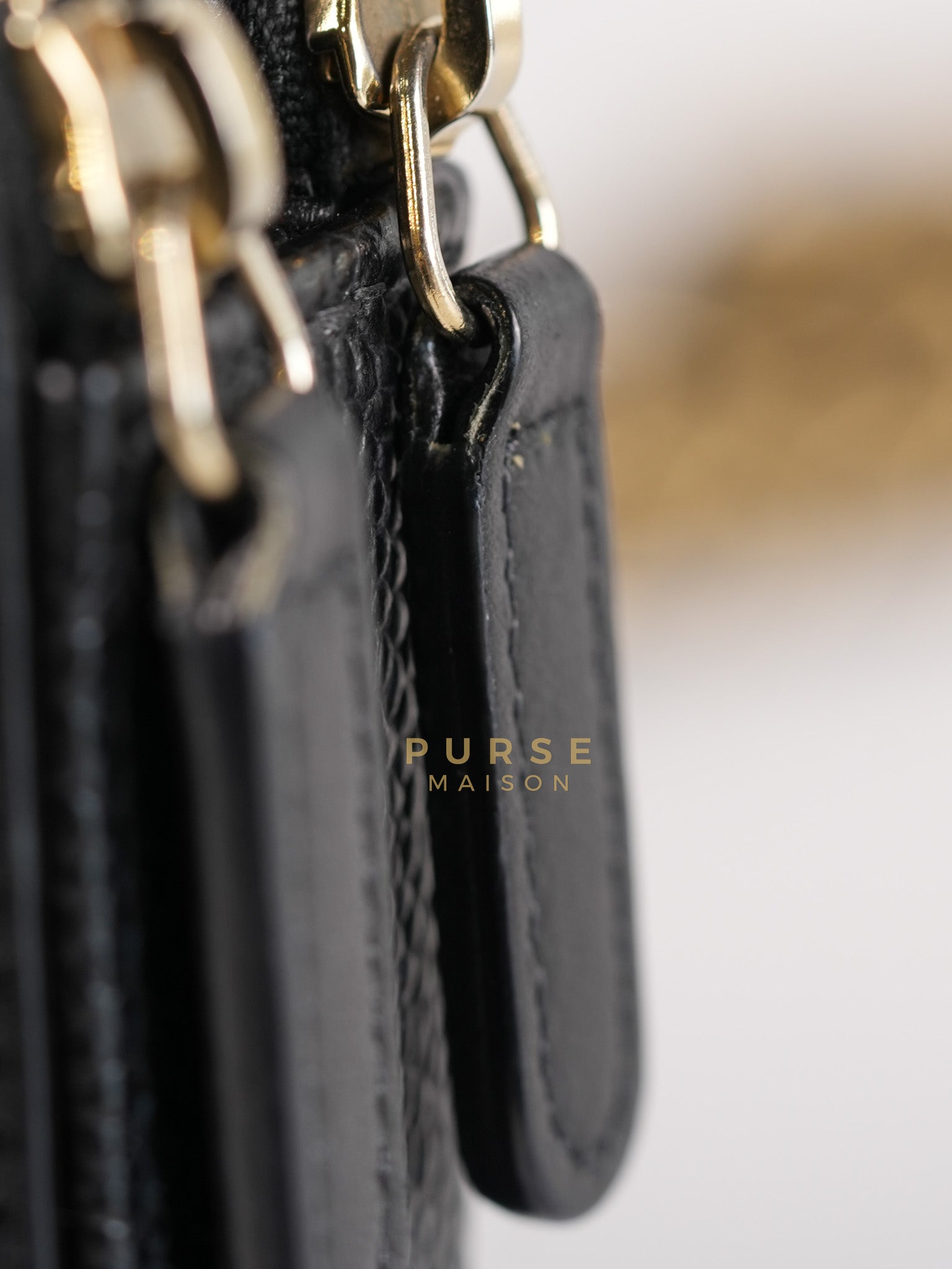 CC Filigree Mini Wallet Bag in Black Quilted Caviar Leather (Series 27) | Purse Maison Luxury Bags Shop