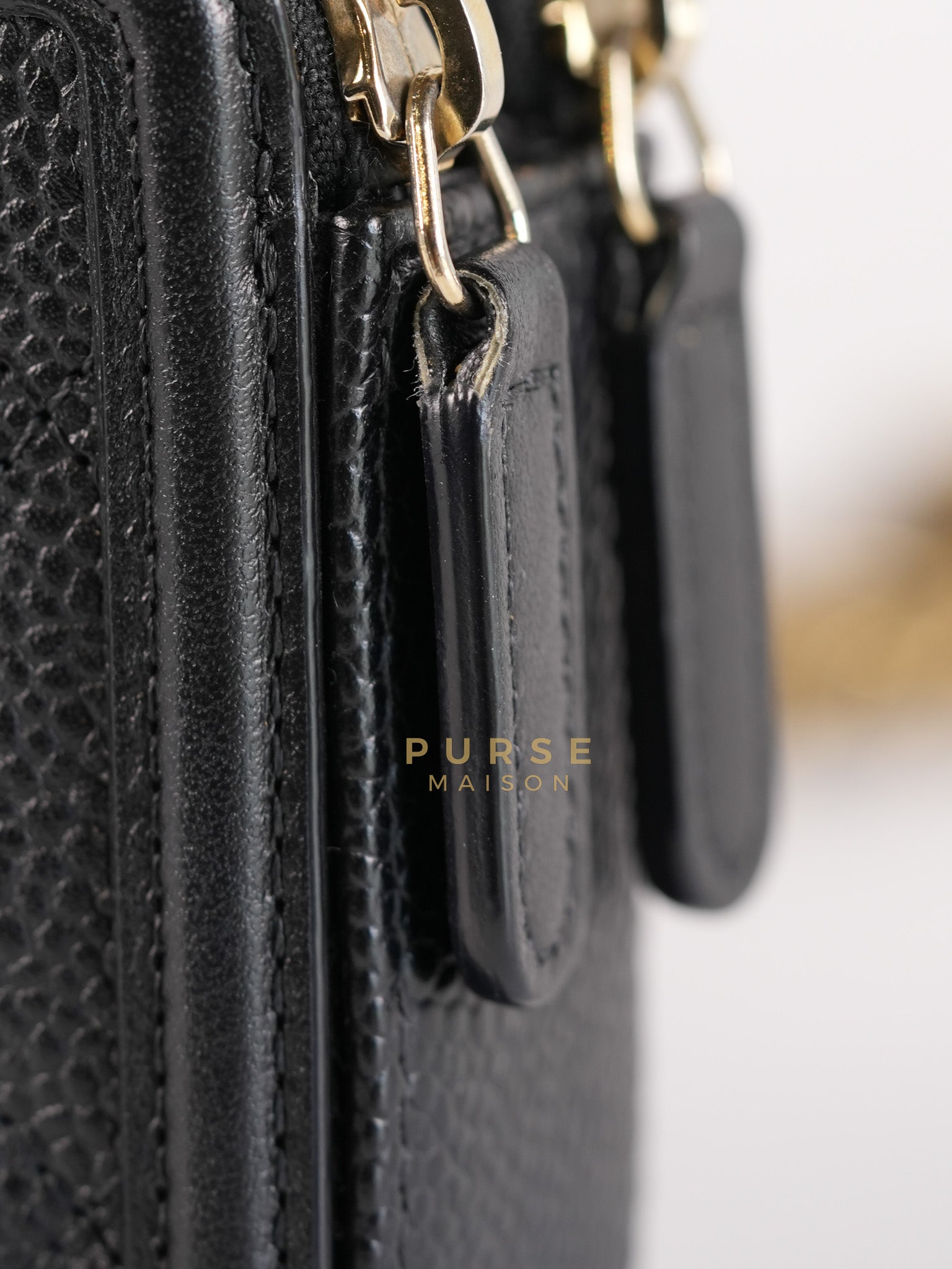 CC Filigree Mini Wallet Bag in Black Quilted Caviar Leather (Series 27) | Purse Maison Luxury Bags Shop