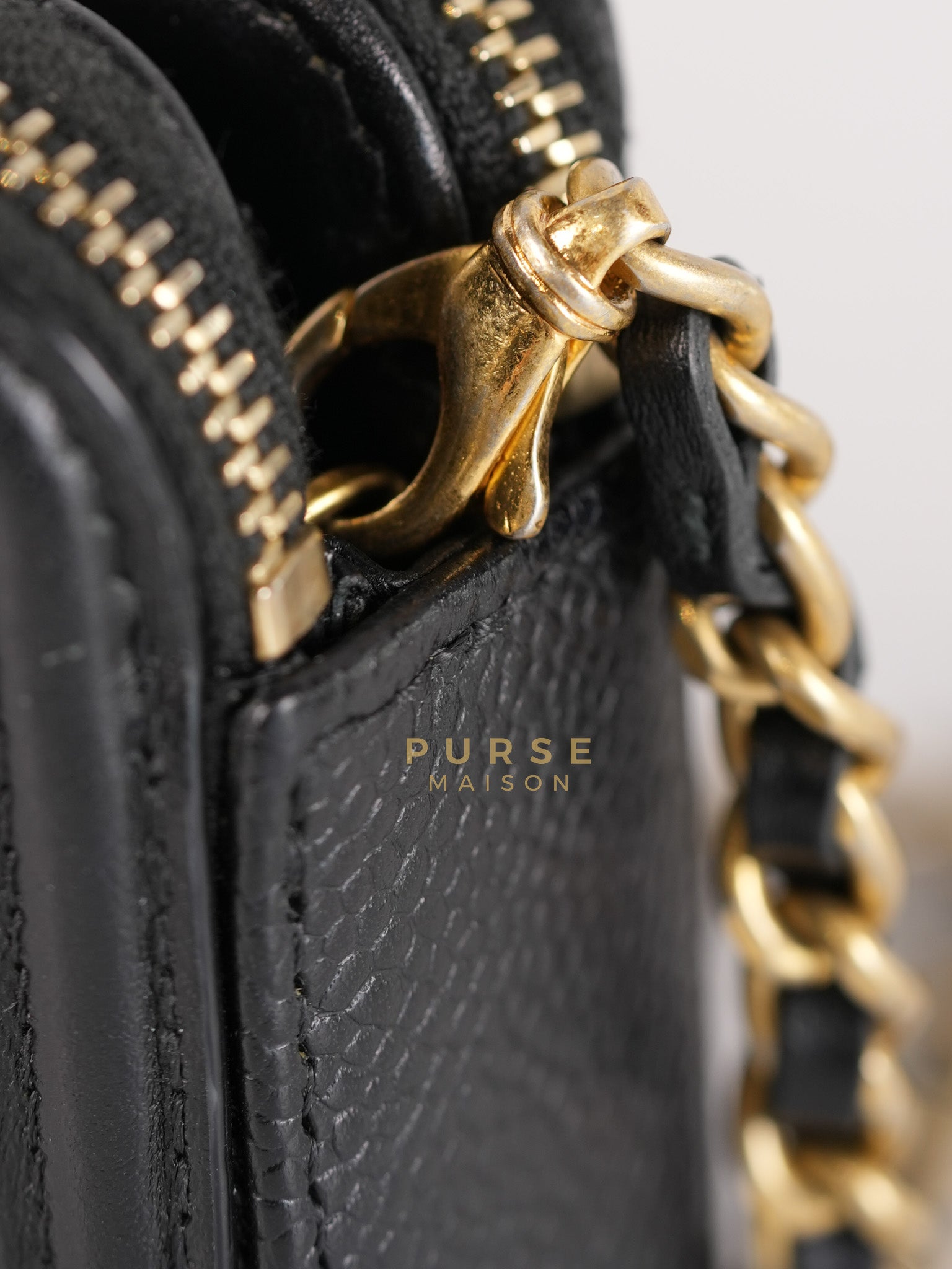 CC Filigree Mini Wallet Bag in Black Quilted Caviar Leather (Series 27) | Purse Maison Luxury Bags Shop