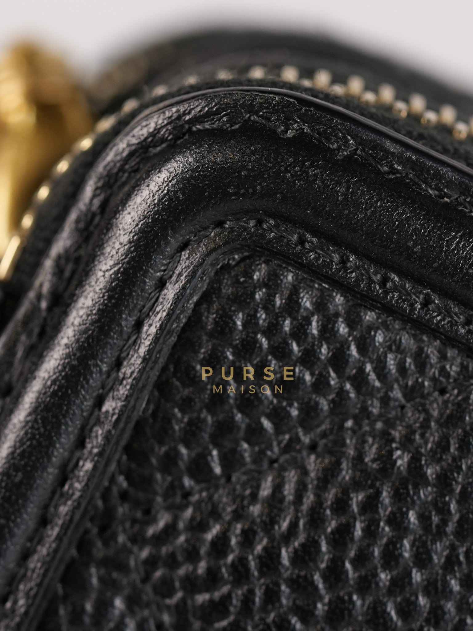 CC Filigree Mini Wallet Bag in Black Quilted Caviar Leather (Series 27) | Purse Maison Luxury Bags Shop