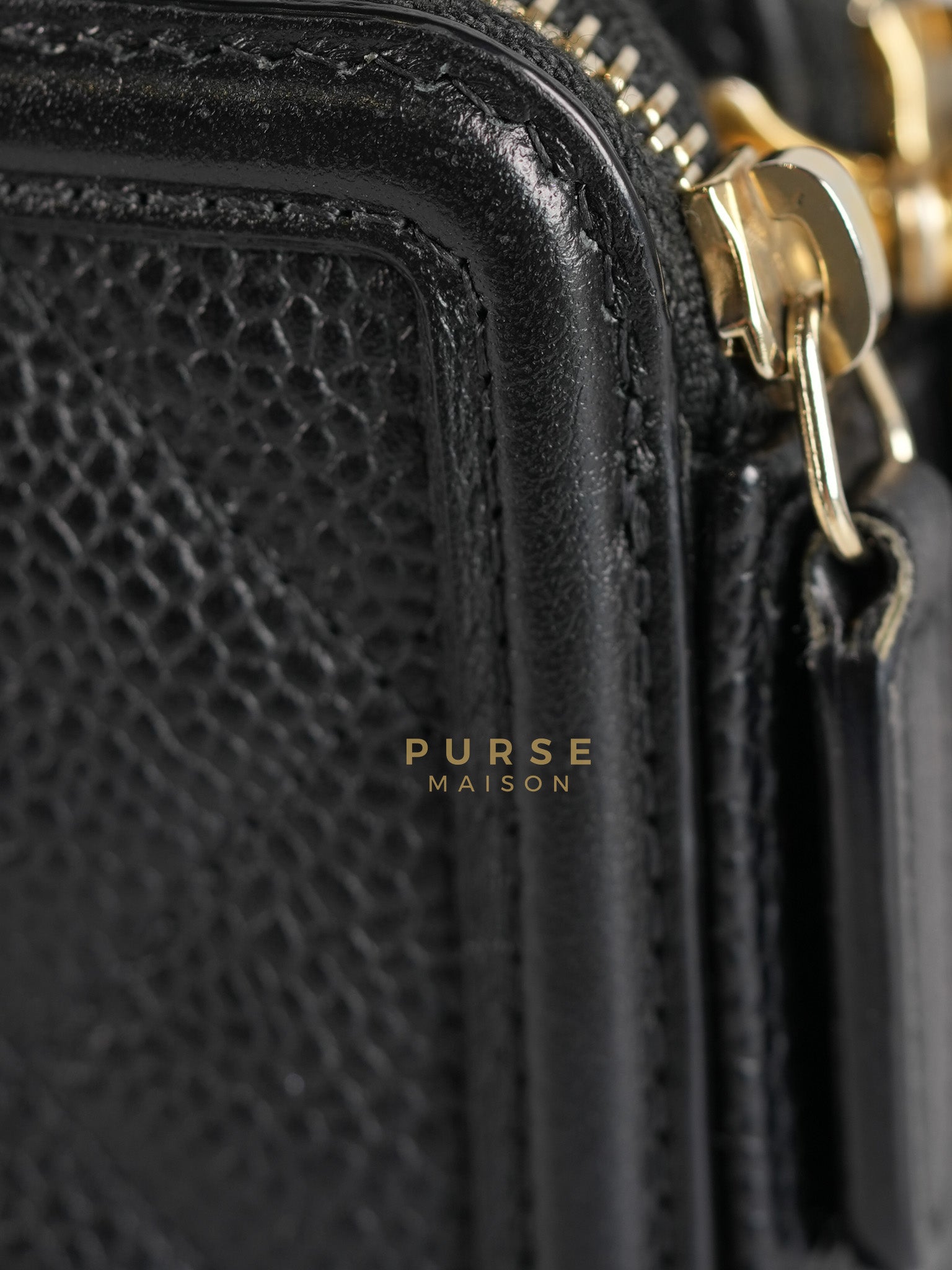CC Filigree Mini Wallet Bag in Black Quilted Caviar Leather (Series 27) | Purse Maison Luxury Bags Shop
