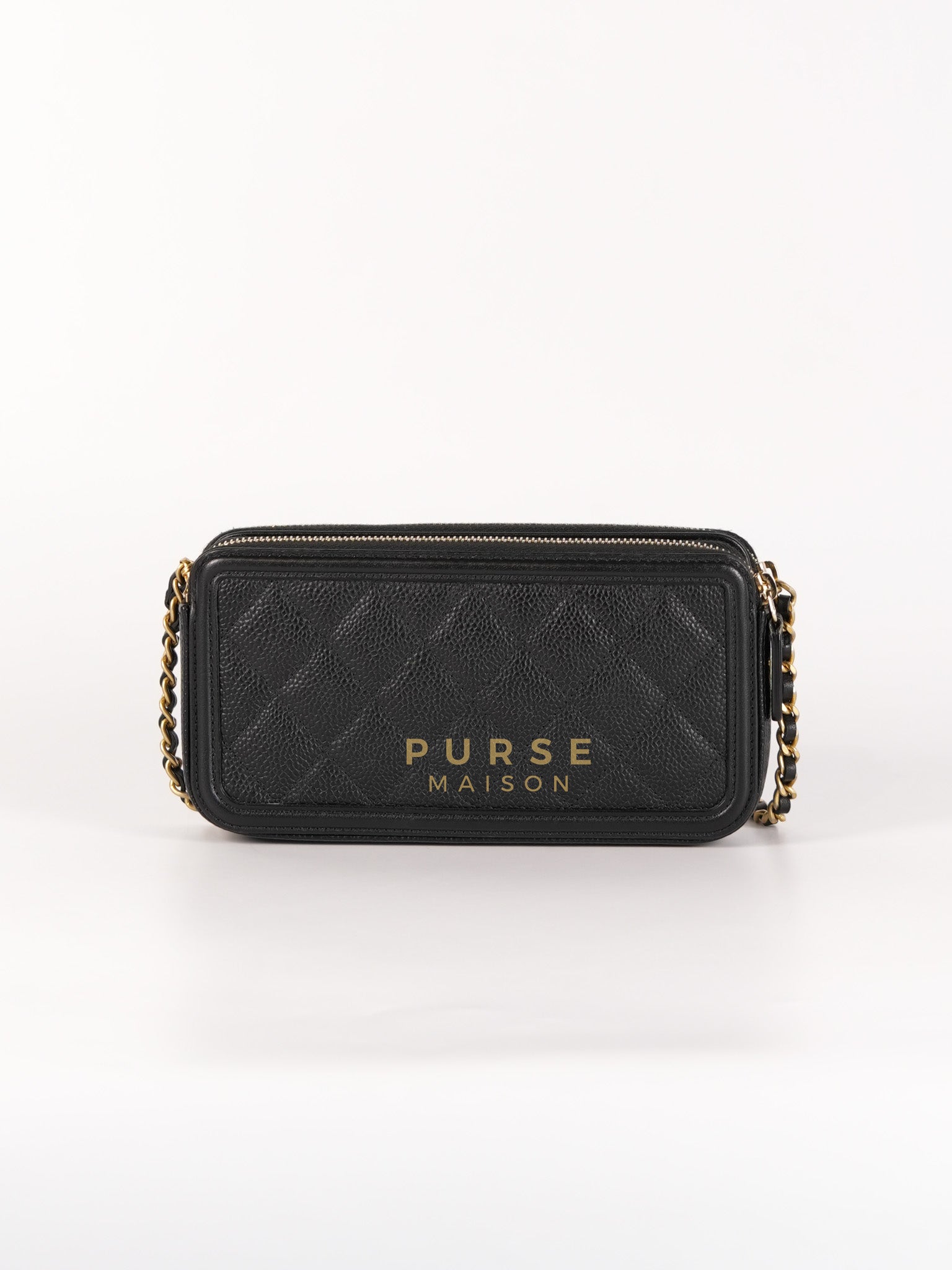 CC Filigree Mini Wallet Bag in Black Quilted Caviar Leather (Series 27) | Purse Maison Luxury Bags Shop