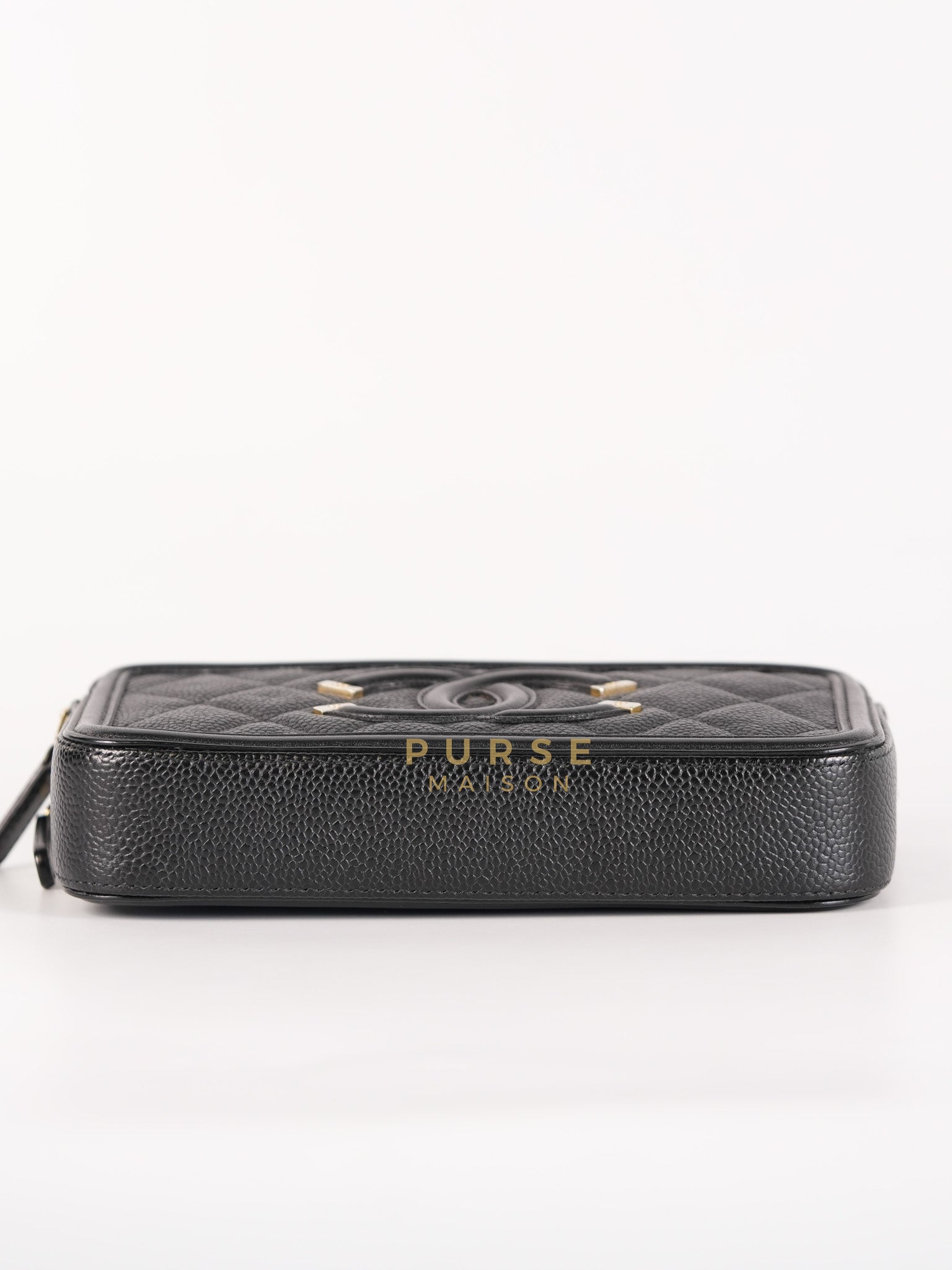CC Filigree Mini Wallet Bag in Black Quilted Caviar Leather (Series 27) | Purse Maison Luxury Bags Shop