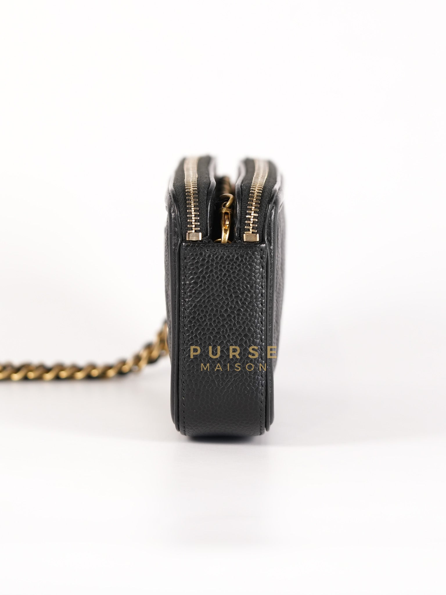 CC Filigree Mini Wallet Bag in Black Quilted Caviar Leather (Series 27) | Purse Maison Luxury Bags Shop