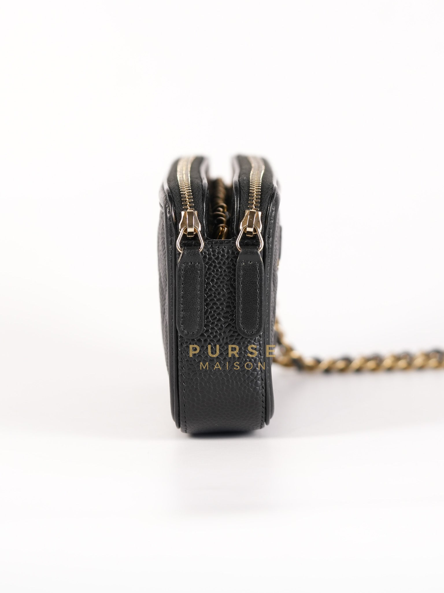 CC Filigree Mini Wallet Bag in Black Quilted Caviar Leather (Series 27) | Purse Maison Luxury Bags Shop