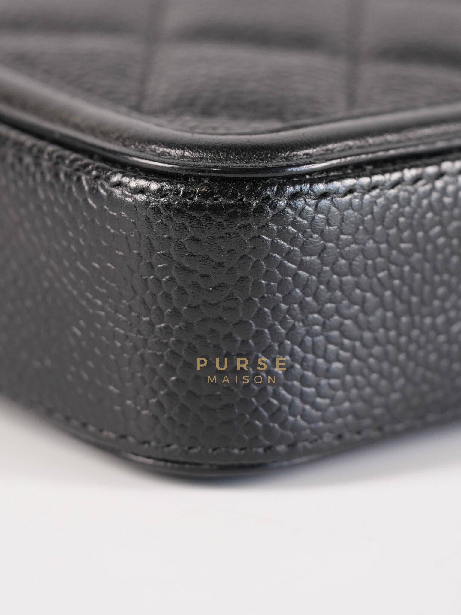 CC Filigree Mini Wallet Bag in Black Quilted Caviar Leather (Series 27) | Purse Maison Luxury Bags Shop