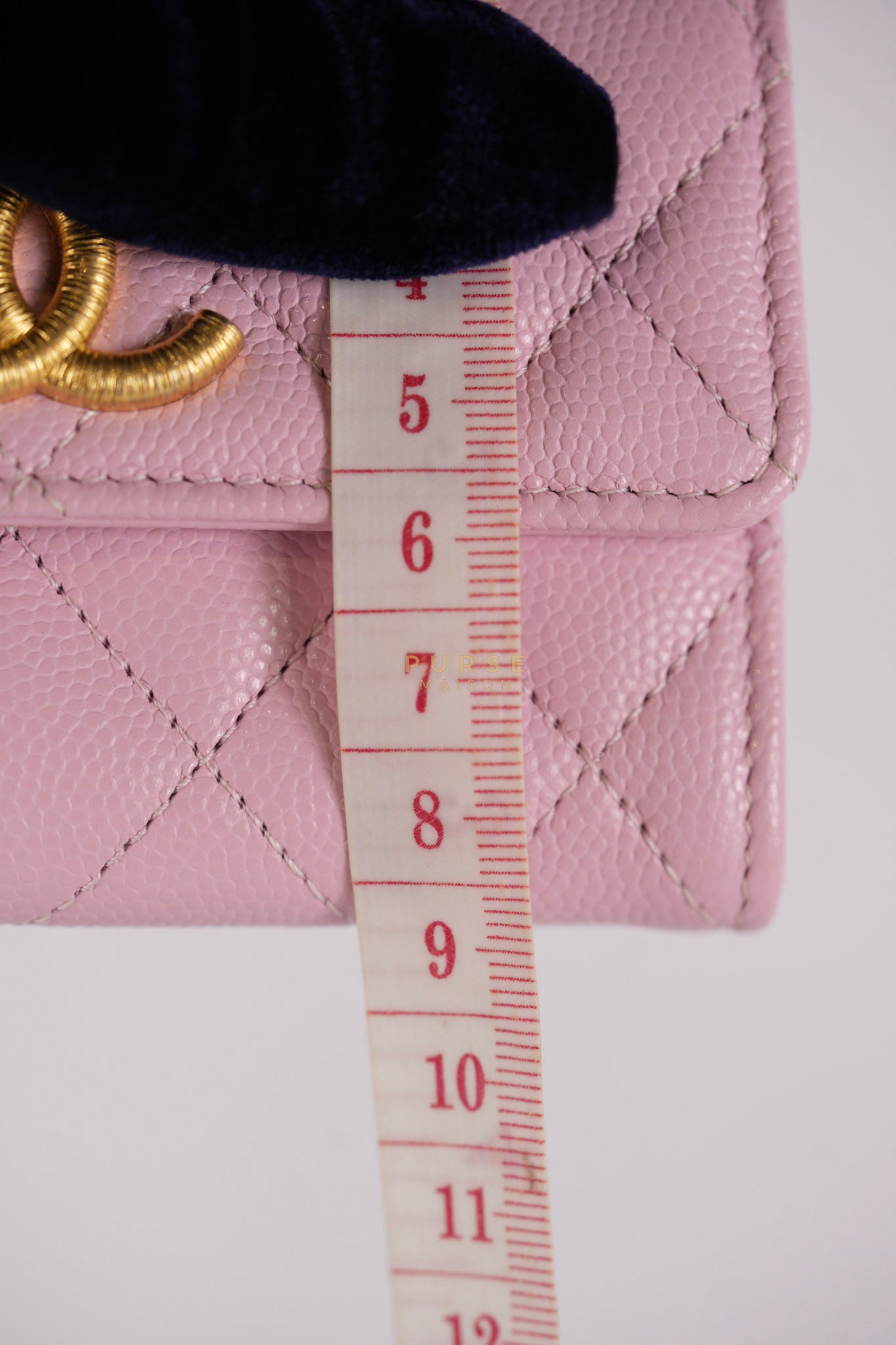 CC Flap Card Holder in Baby Pink Quilted Caviar Leather & Gold Hardware Microchip | Purse Maison Luxury Bags Shop