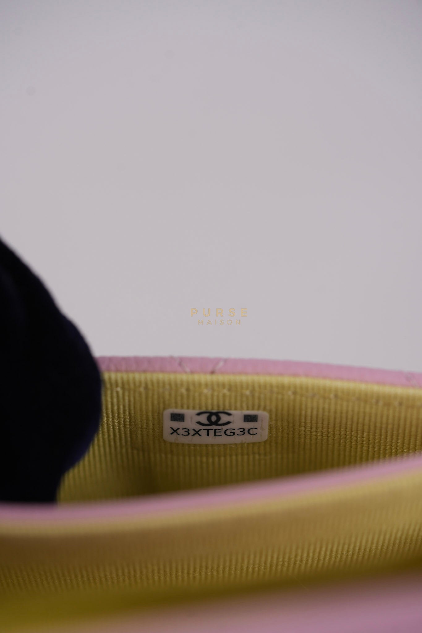 CC Flap Card Holder in Baby Pink Quilted Caviar Leather & Gold Hardware Microchip | Purse Maison Luxury Bags Shop