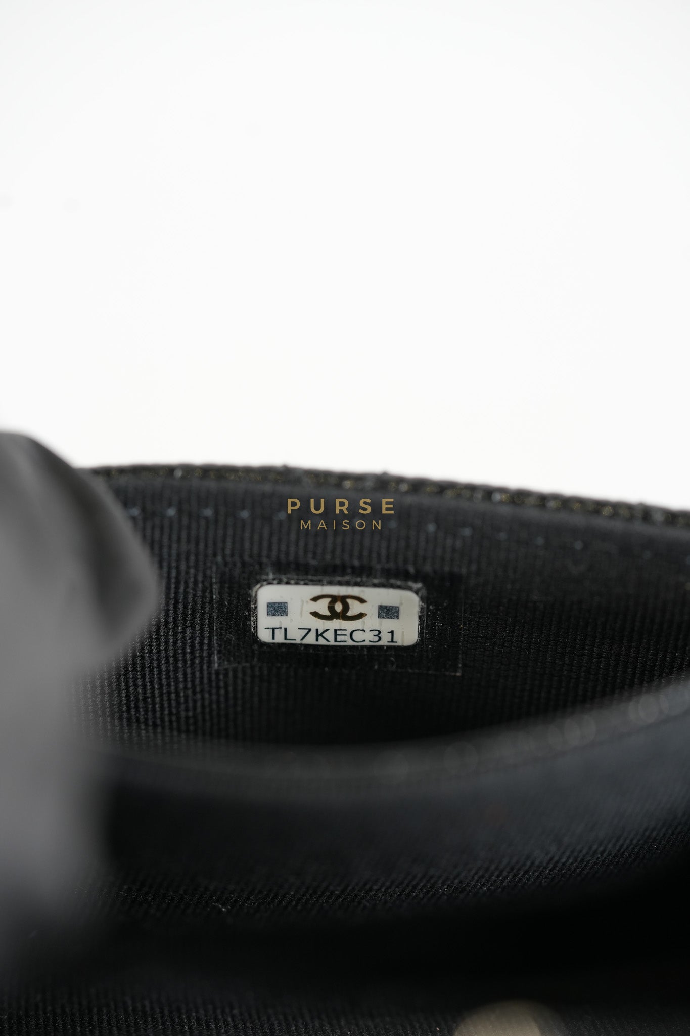 CC Flap Card Holder In Black Caviar Leather & Light Gold Hardware Microchip | Purse Maison Luxury Bags Shop