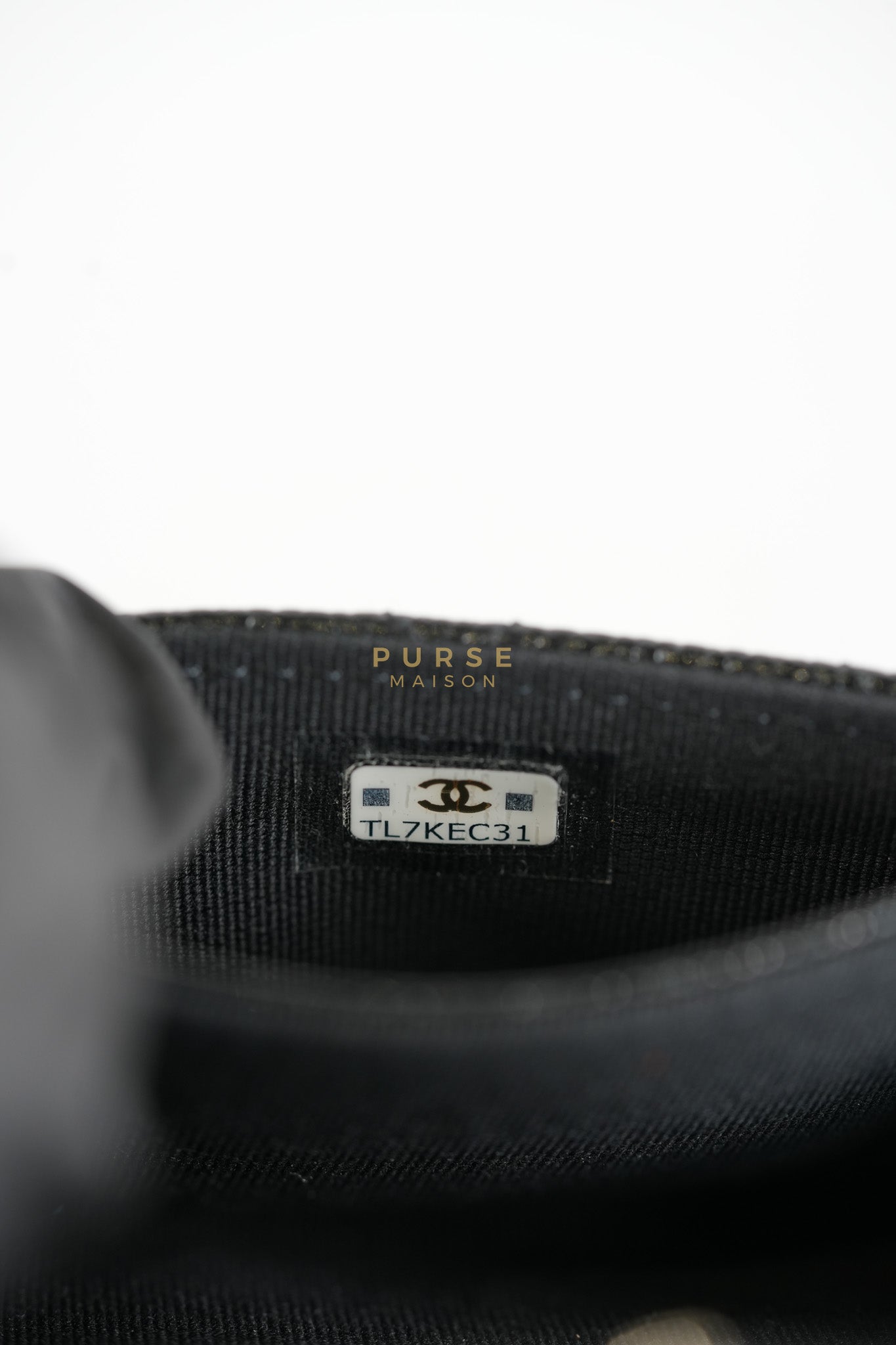CC Flap Card Holder In Black Caviar Leather & Light Gold Hardware Microchip | Purse Maison Luxury Bags Shop