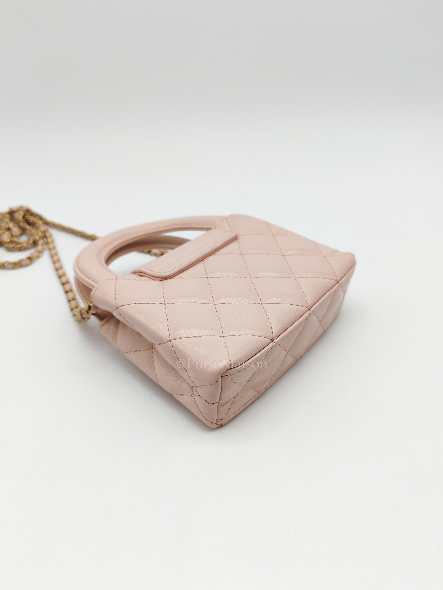 CC Kelly Micro in Light Pink Calfskin Leather in Aged Gold Hardware (Microchip) | Purse Maison Luxury Bags Shop