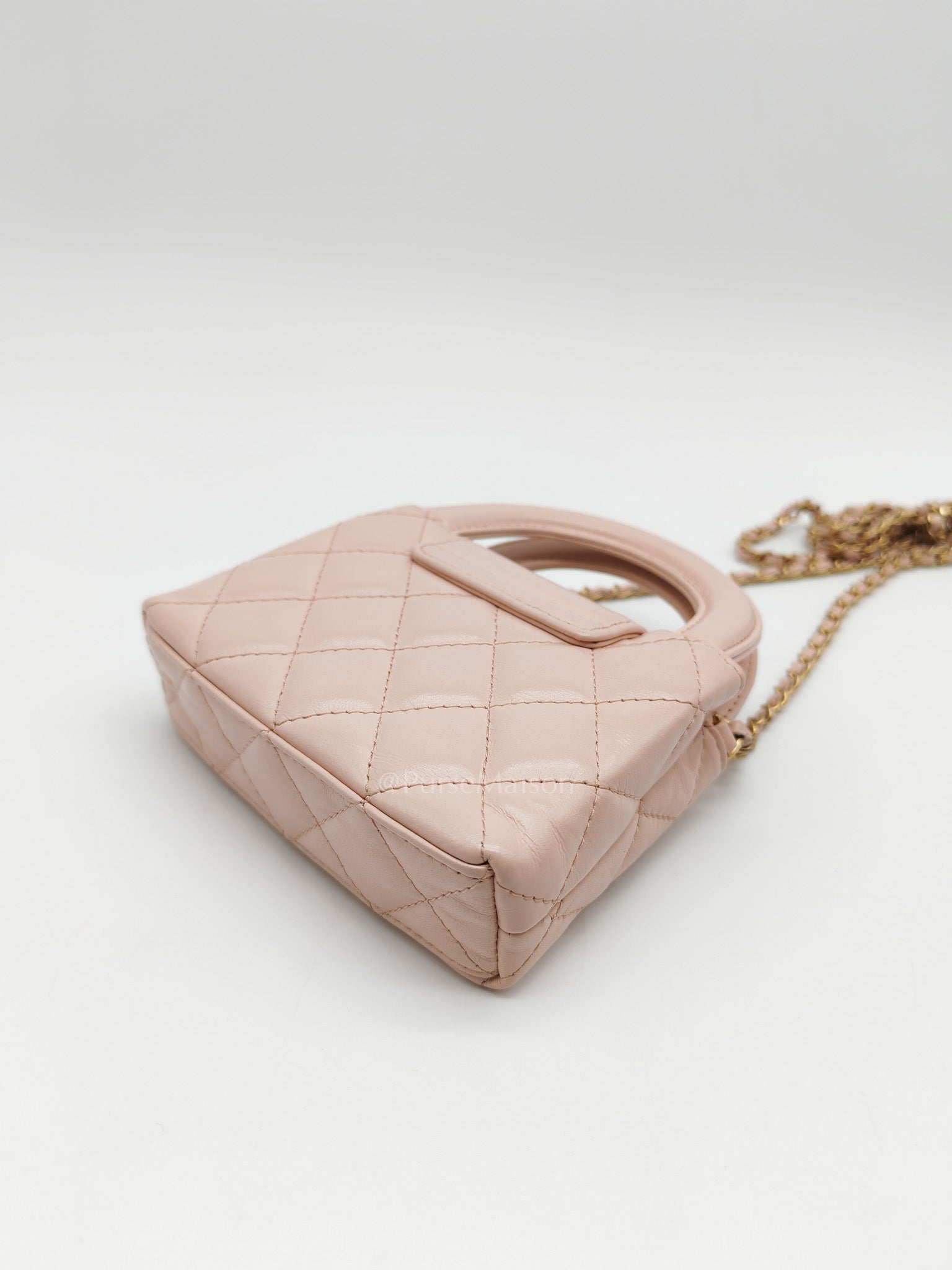 CC Kelly Micro in Light Pink Calfskin Leather in Aged Gold Hardware (Microchip) | Purse Maison Luxury Bags Shop
