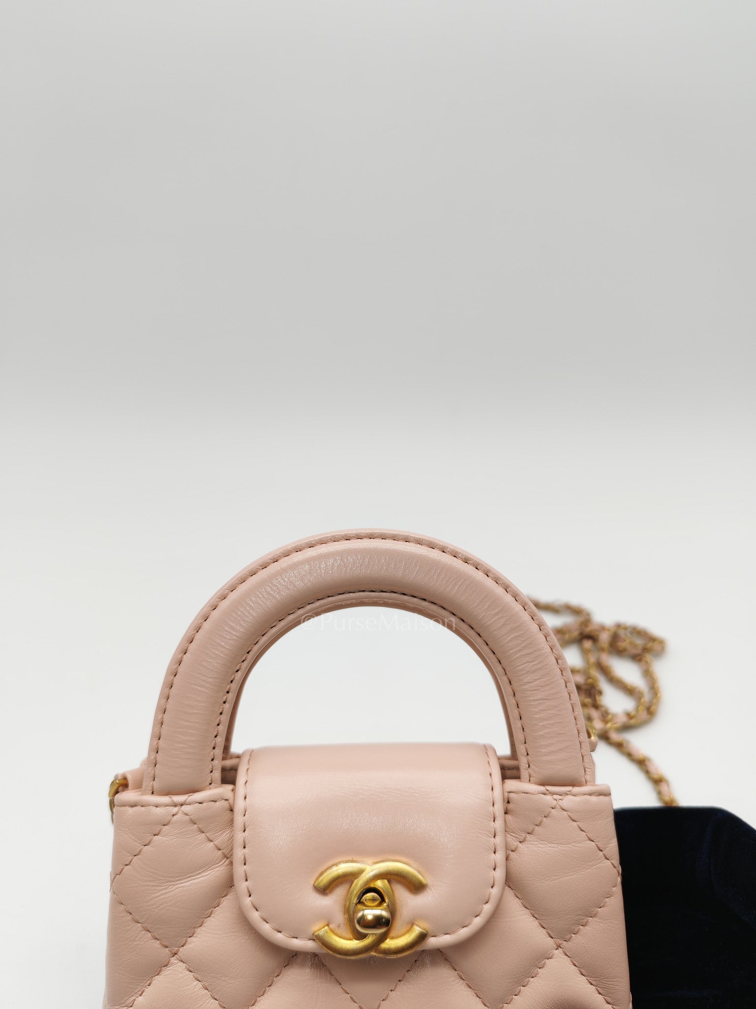 CC Kelly Micro in Light Pink Calfskin Leather in Aged Gold Hardware (Microchip) | Purse Maison Luxury Bags Shop