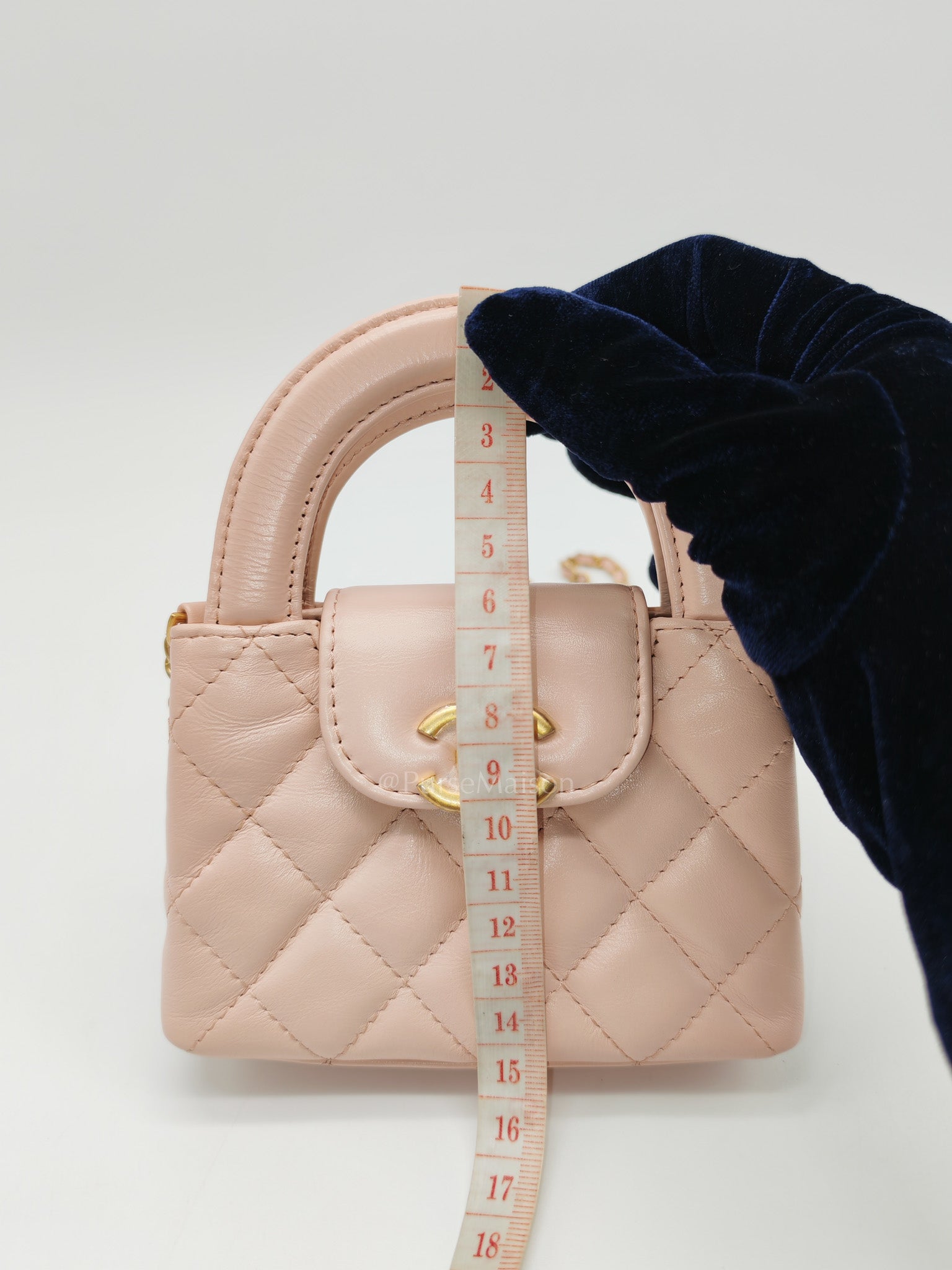 CC Kelly Micro in Light Pink Calfskin Leather in Aged Gold Hardware (Microchip) | Purse Maison Luxury Bags Shop