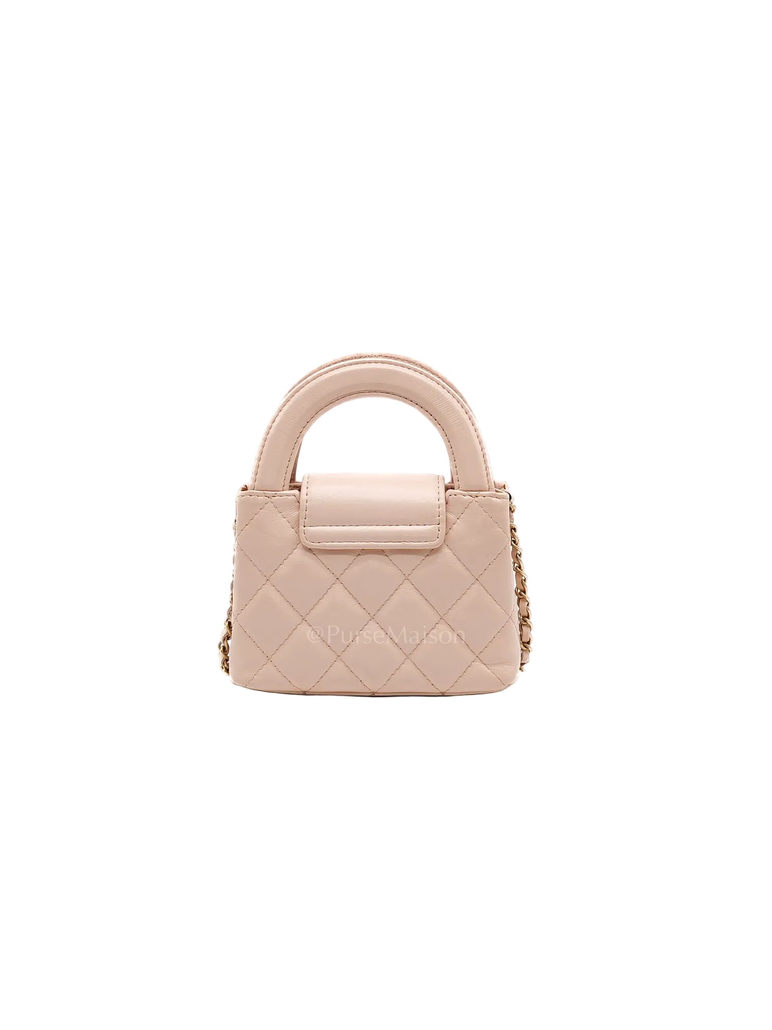 CC Kelly Micro in Light Pink Calfskin Leather in Aged Gold Hardware (Microchip) | Purse Maison Luxury Bags Shop