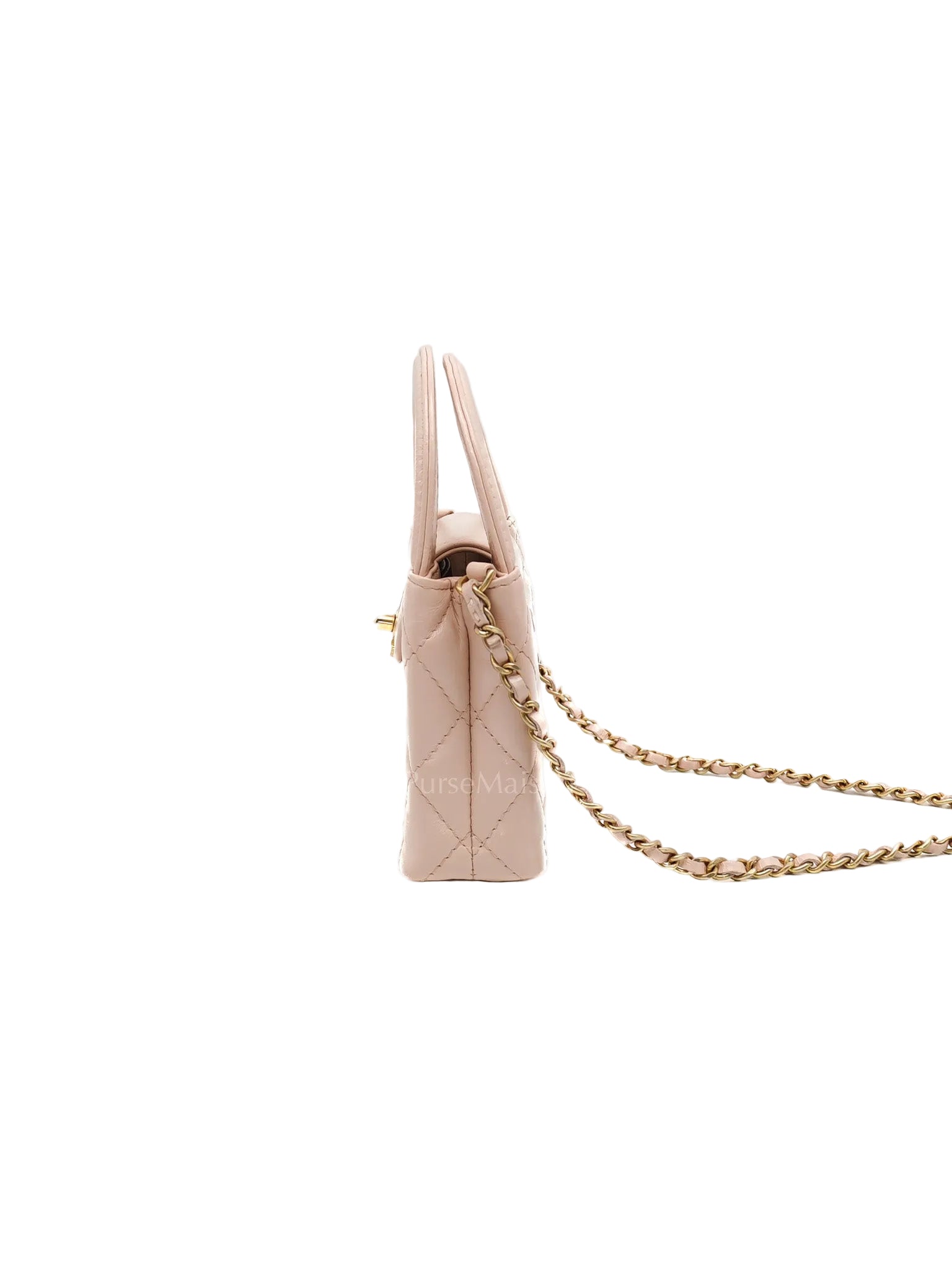 CC Kelly Micro in Light Pink Calfskin Leather in Aged Gold Hardware (Microchip) | Purse Maison Luxury Bags Shop