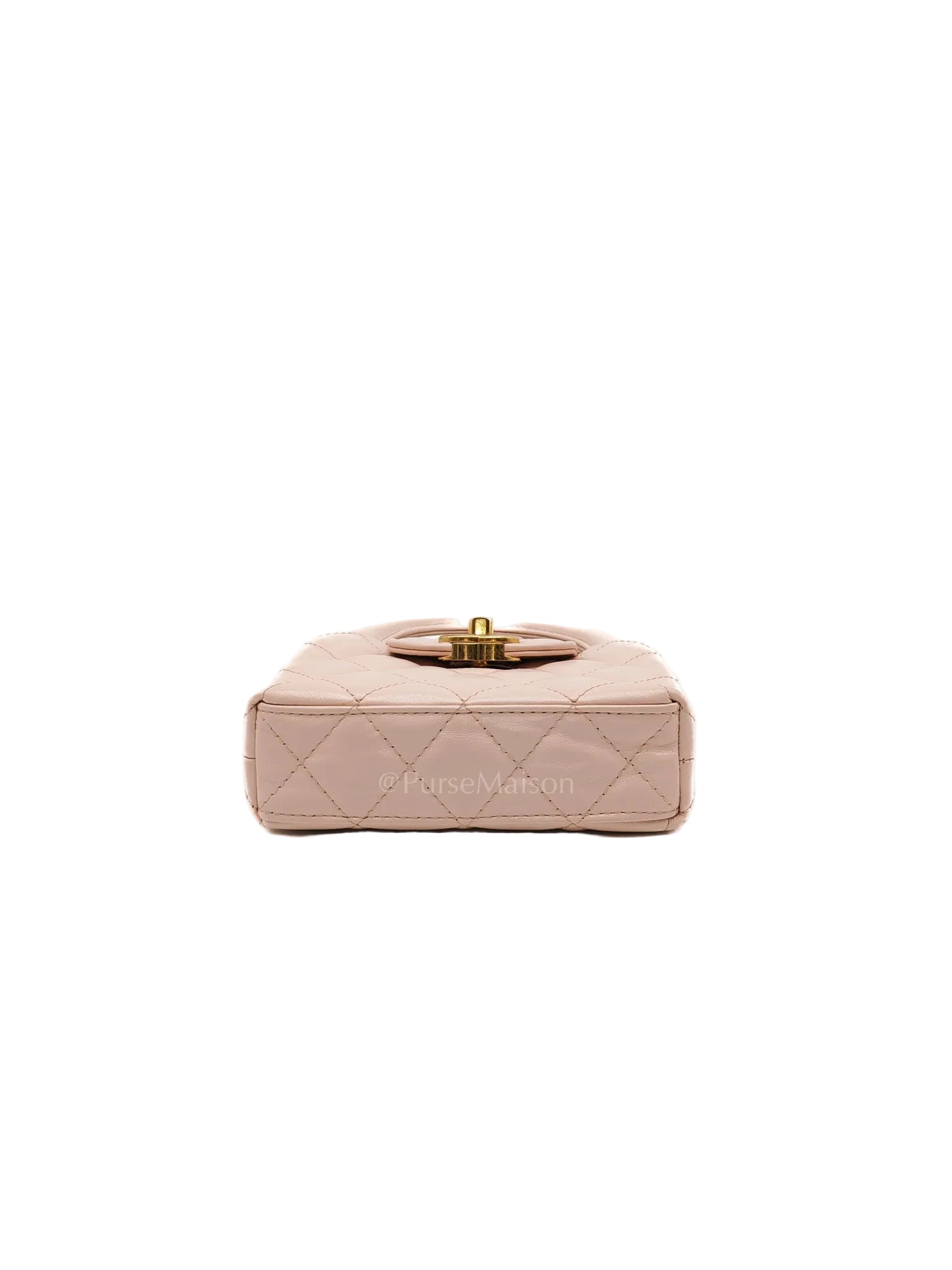 CC Kelly Micro in Light Pink Calfskin Leather in Aged Gold Hardware (Microchip) | Purse Maison Luxury Bags Shop