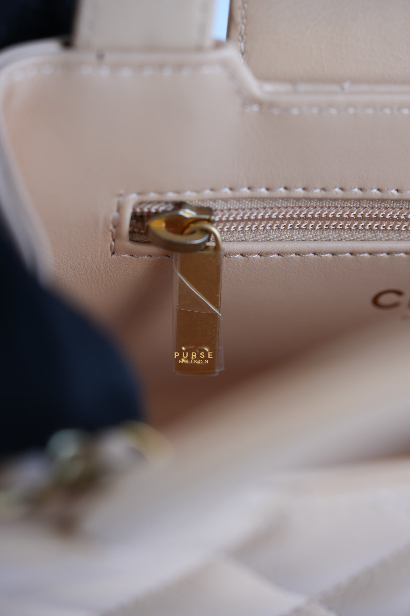Kelly Mini Beige Crossbody Bag in Shiny calf, Gold hardware | Purse Maison Luxury Bags Shop