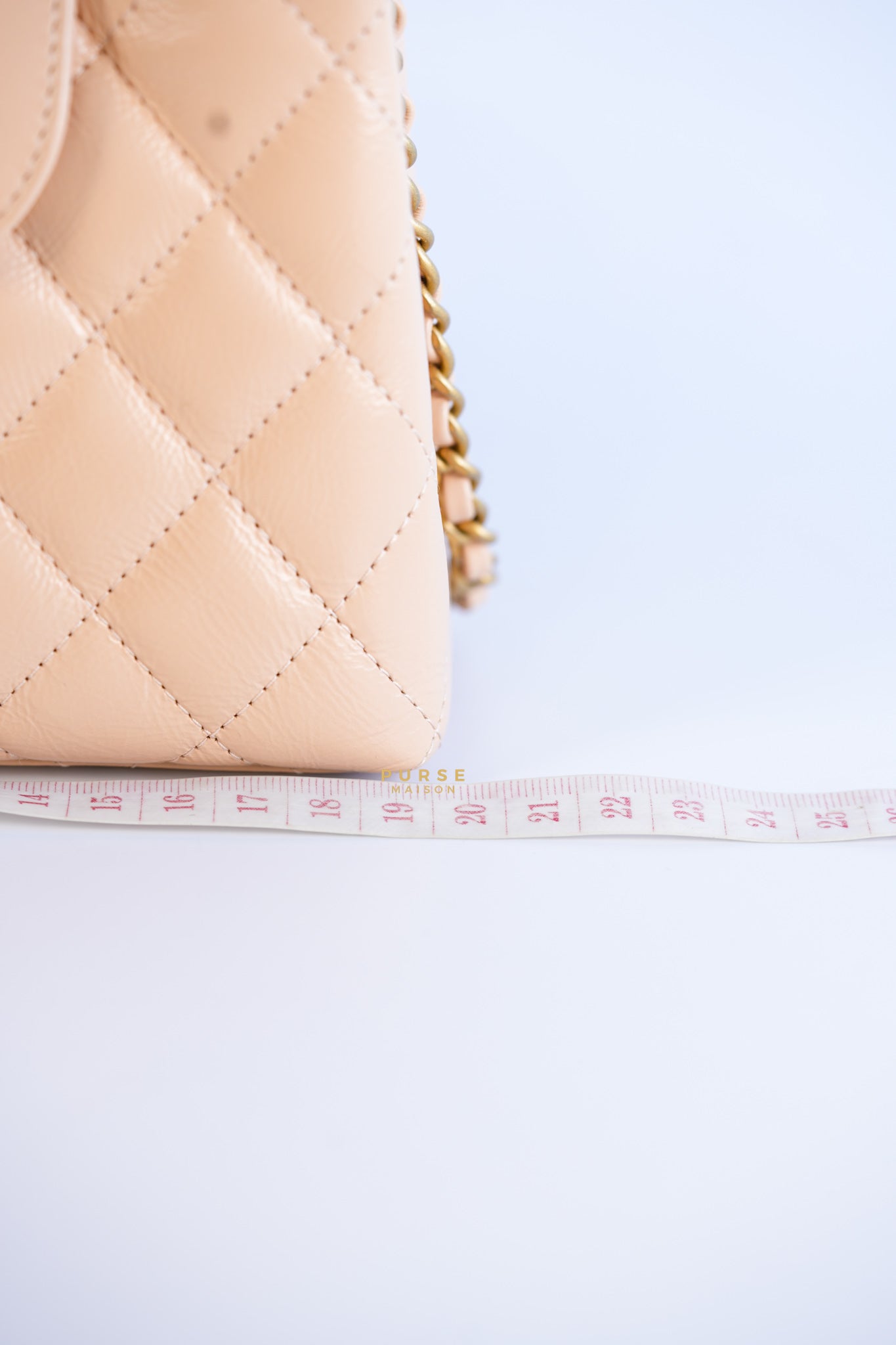 Kelly Mini Beige Crossbody Bag in Shiny calf, Gold hardware | Purse Maison Luxury Bags Shop