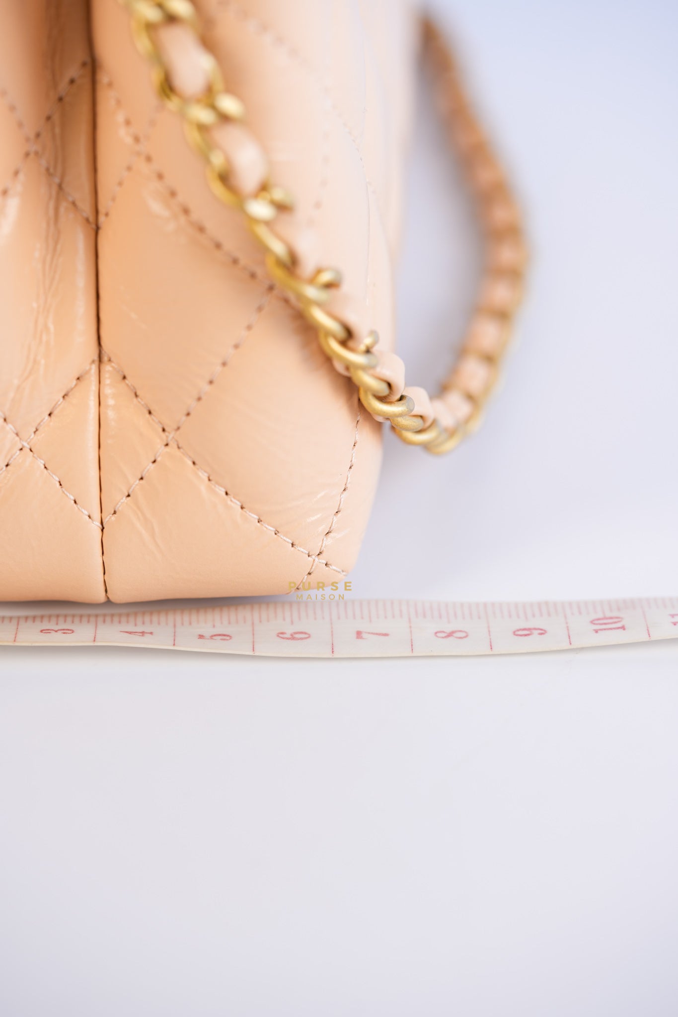 Kelly Mini Beige Crossbody Bag in Shiny calf, Gold hardware | Purse Maison Luxury Bags Shop