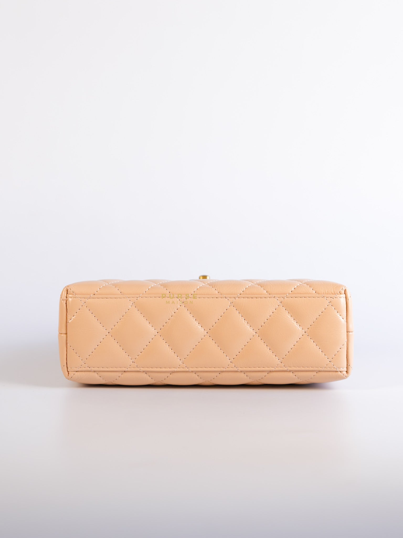 Kelly Mini Beige Crossbody Bag in Shiny calf, Gold hardware | Purse Maison Luxury Bags Shop