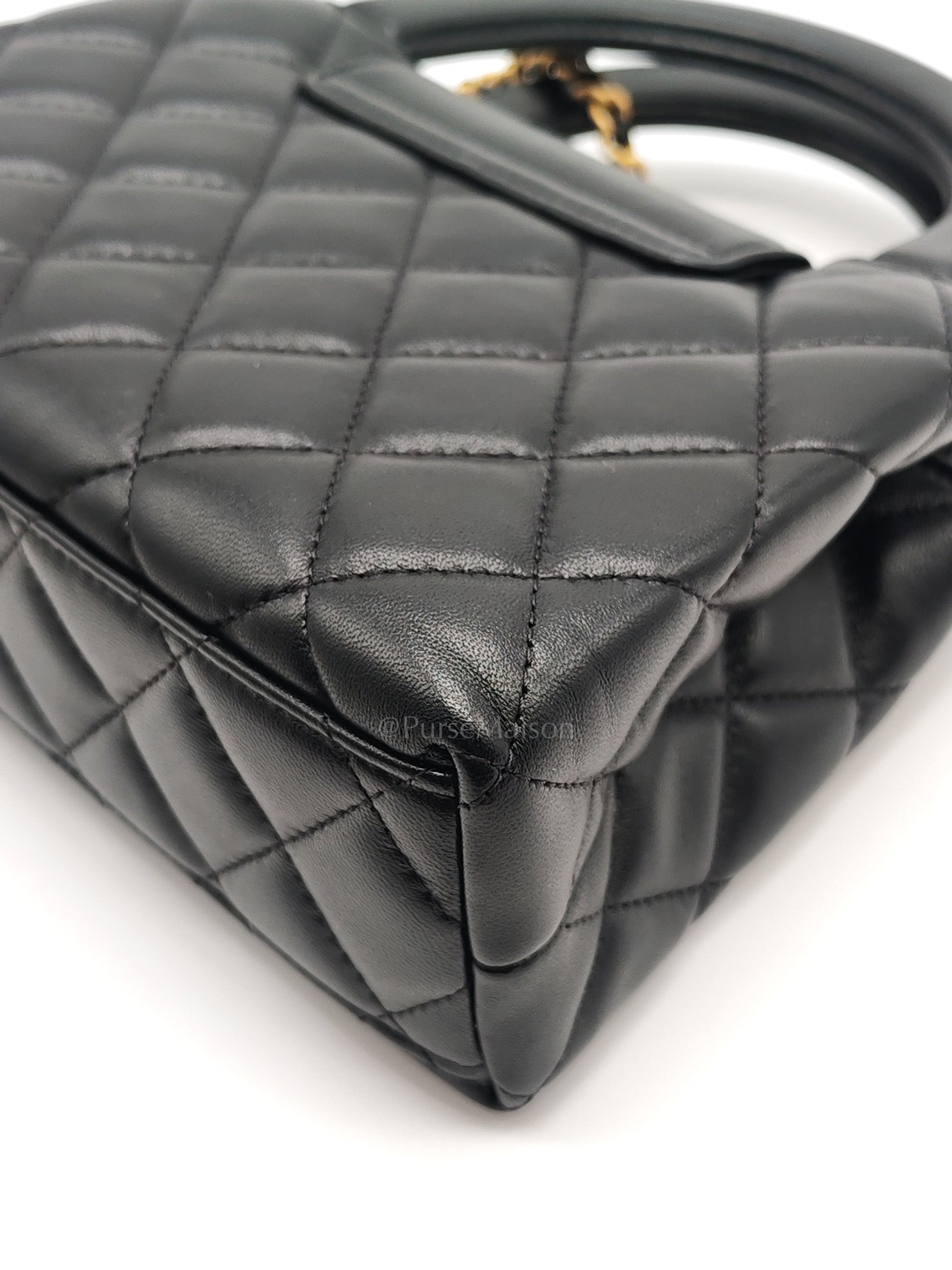 CC Kelly Small in Black Calfskin Leather & Aged Gold Hardware Microchip | Purse Maison Luxury Bags Shop
