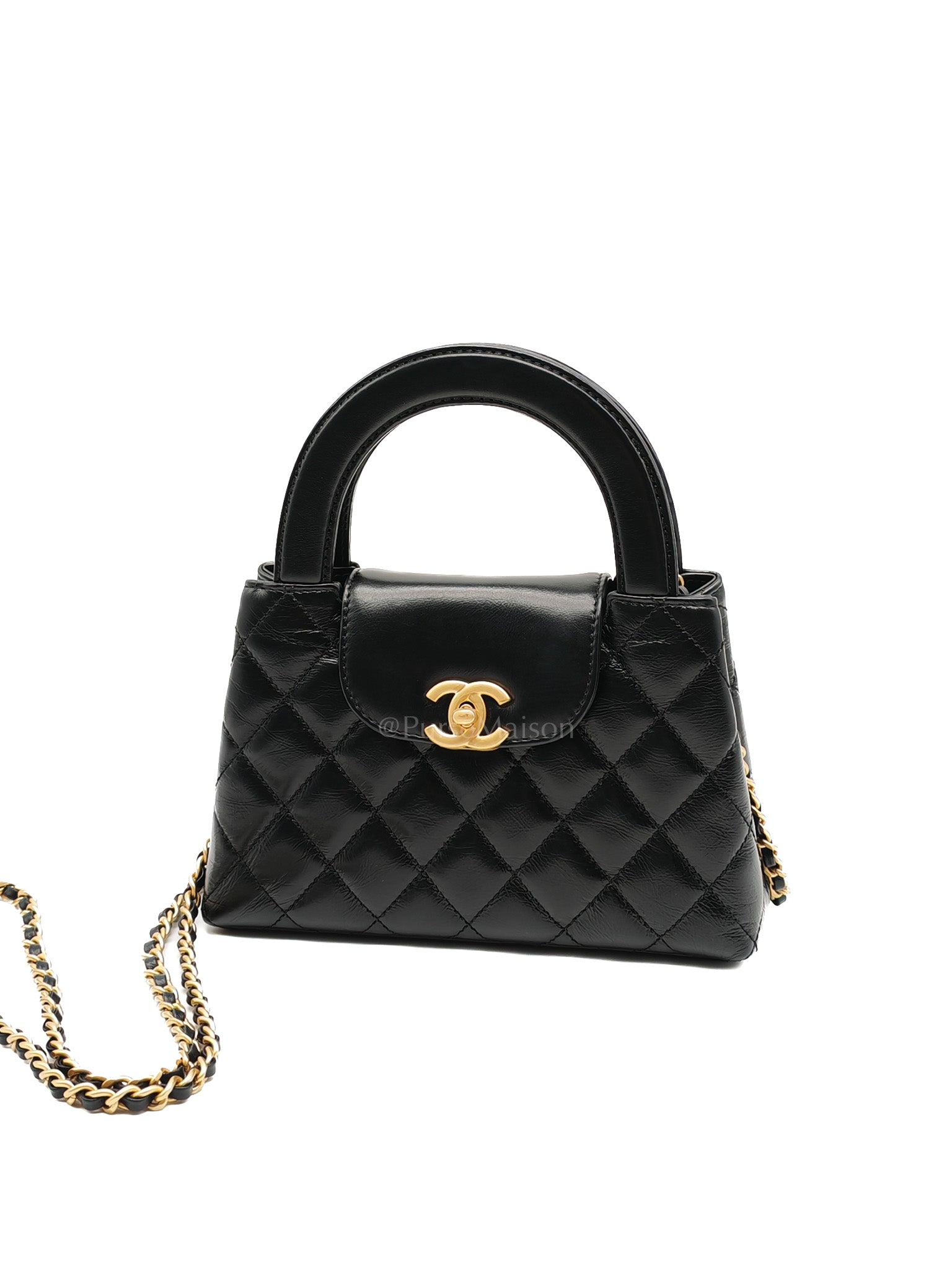 CC Kelly Small in Black Calfskin Leather & Aged Gold Hardware (Microchip) | Purse Maison Luxury Bags Shop