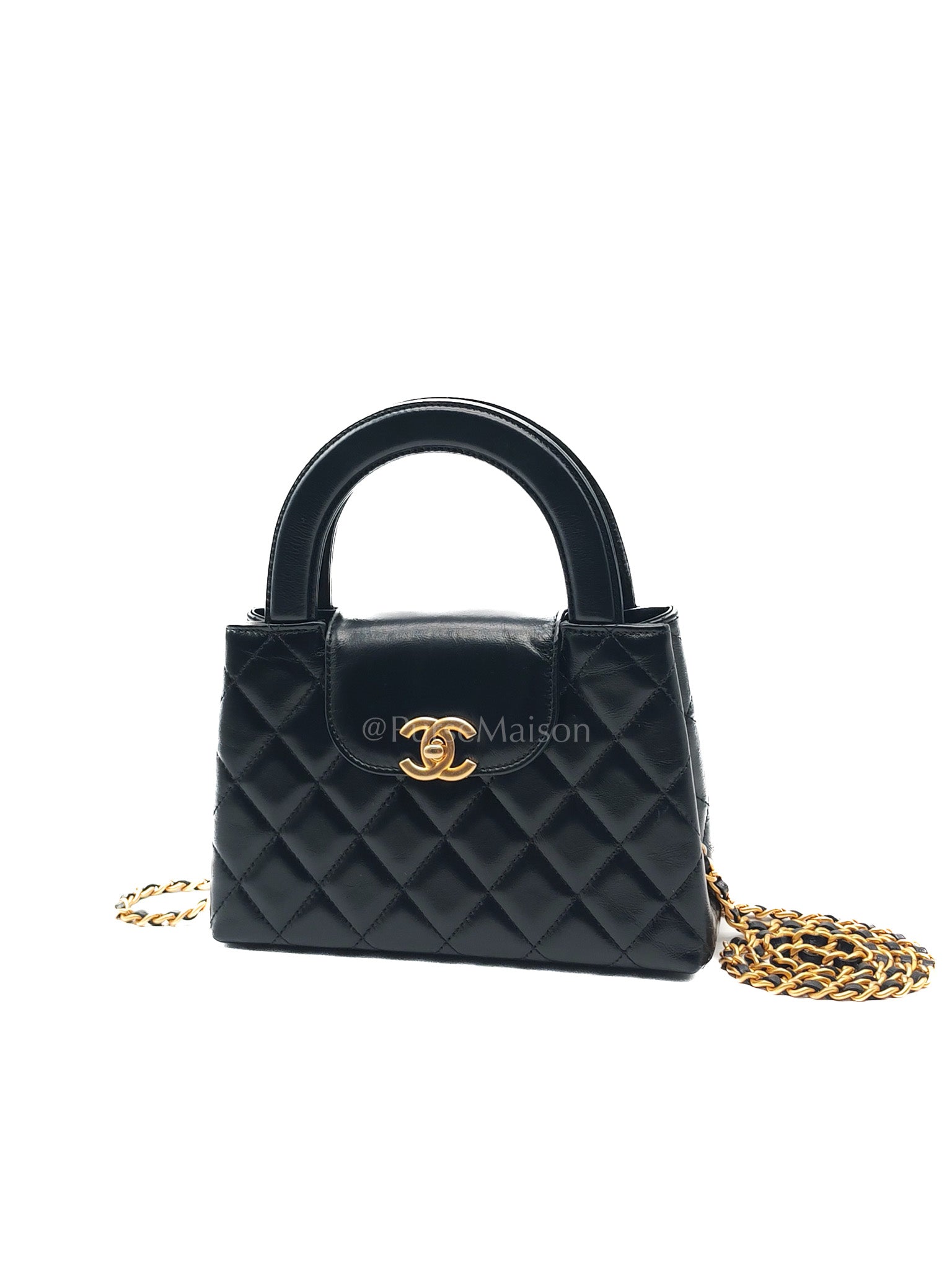 CC Kelly Small in Black Calfskin Leather & Aged Gold Hardware (Microchip) | Purse Maison Luxury Bags Shop