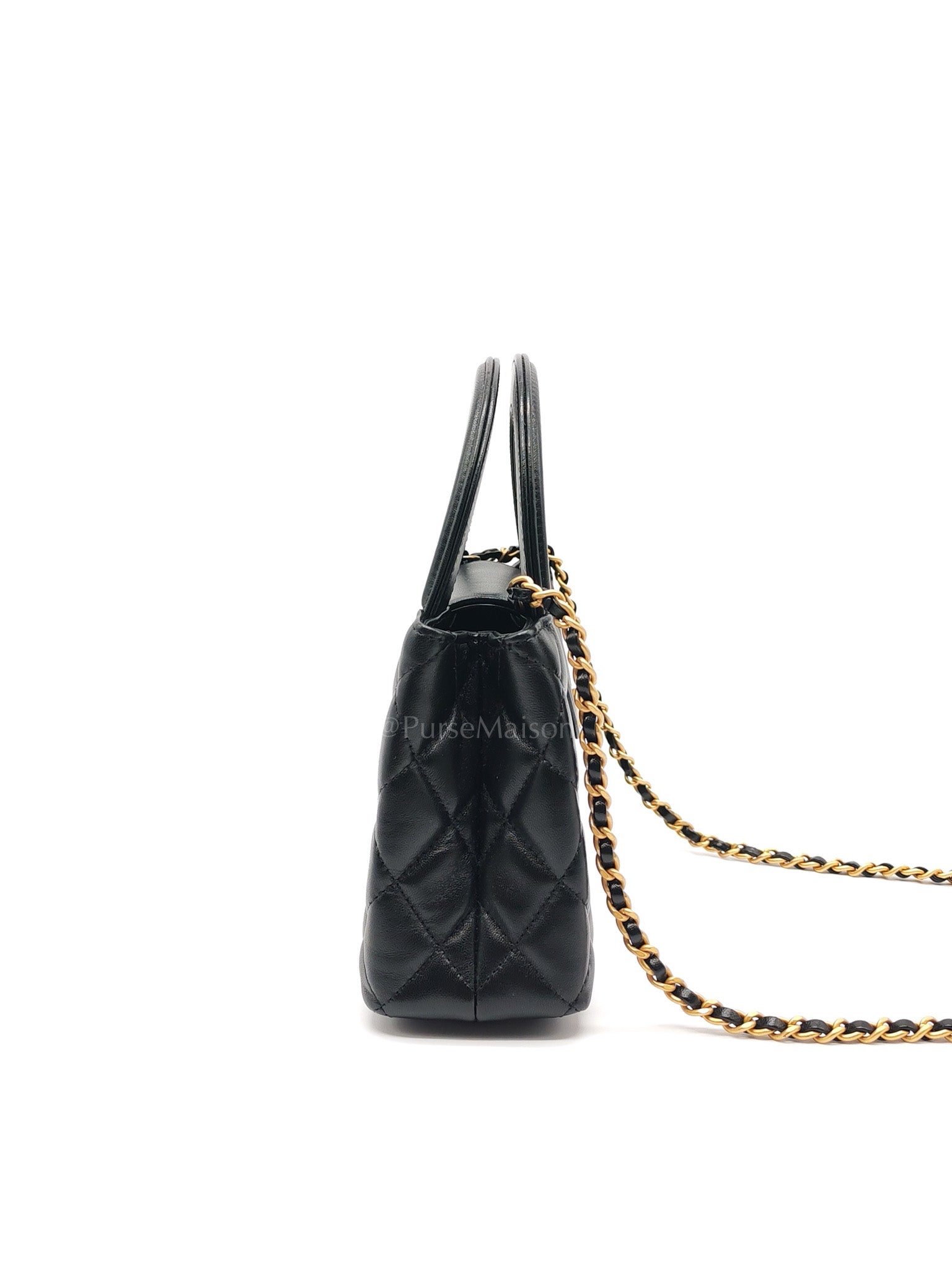 CC Kelly Small in Black Calfskin Leather & Aged Gold Hardware Microchip | Purse Maison Luxury Bags Shop