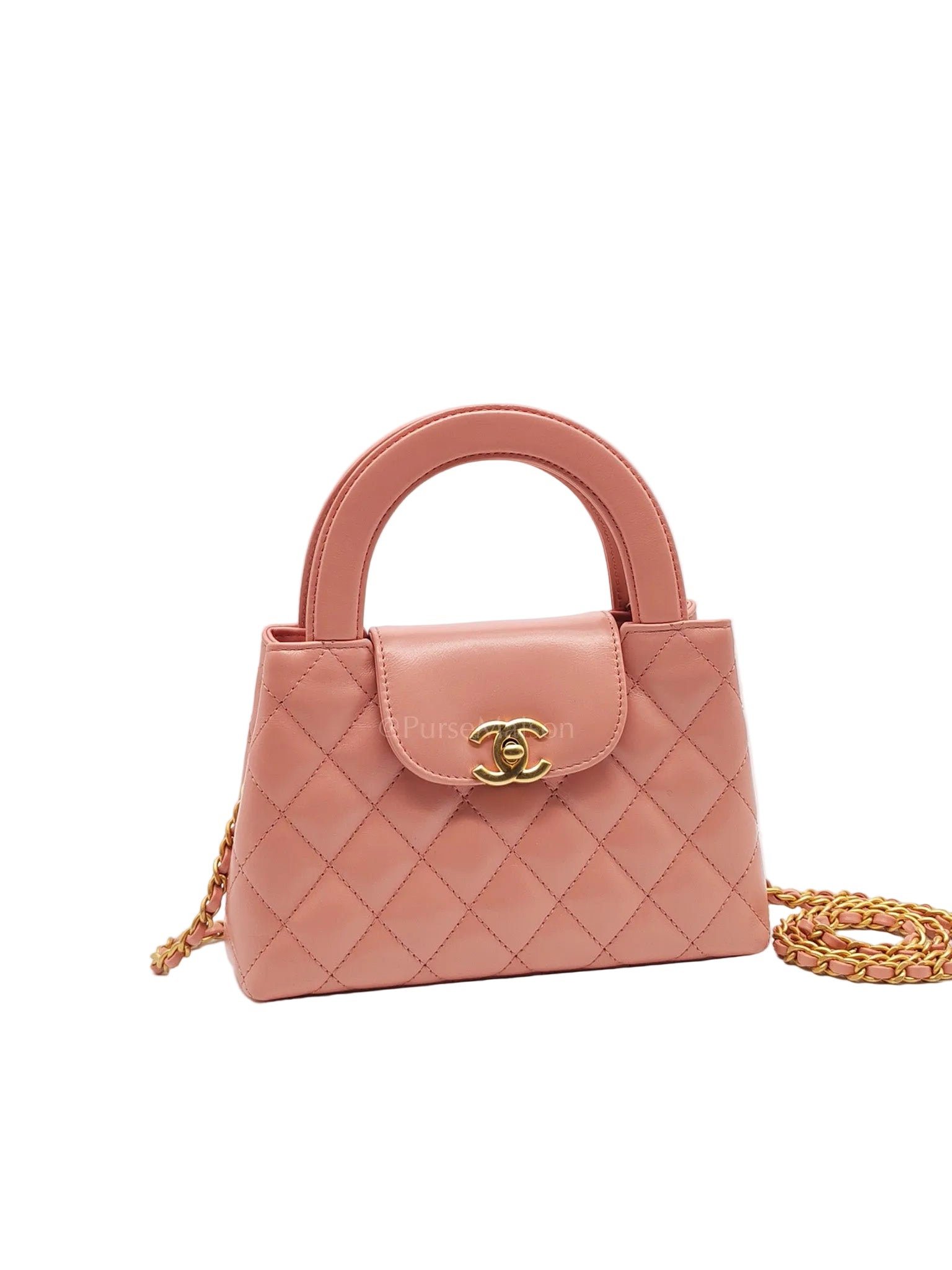 CC Kelly Small In Pink Shiny Aged Calfskin Leather & Gold Hardware Microchip | Purse Maison Luxury Bags Shop