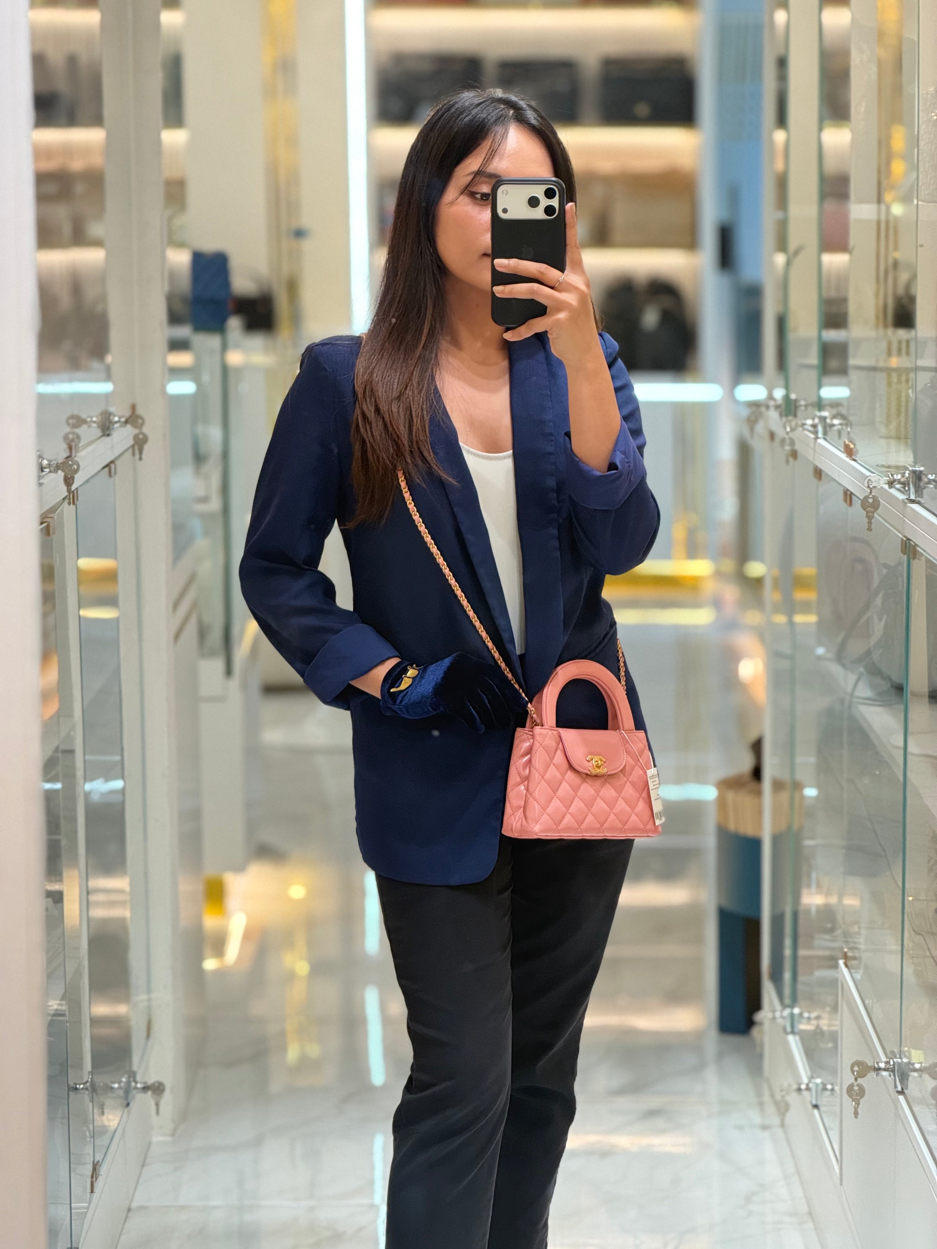CC Kelly Small In Pink Shiny Aged Calfskin Leather & Gold Hardware Microchip | Purse Maison Luxury Bags Shop
