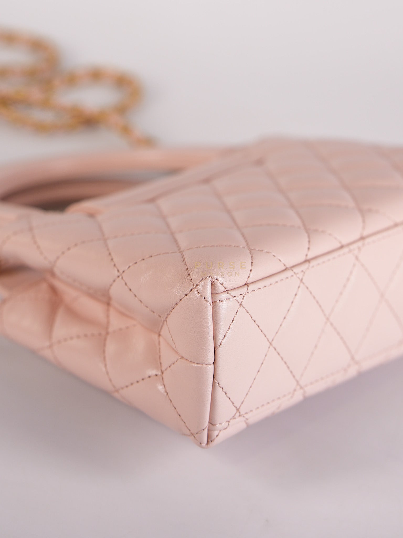 CC Kelly Small in Sakura Pink Shinny Calfskin Leather and Aged Gold Hardware (Microchip) | Purse Maison Luxury Bags Shop